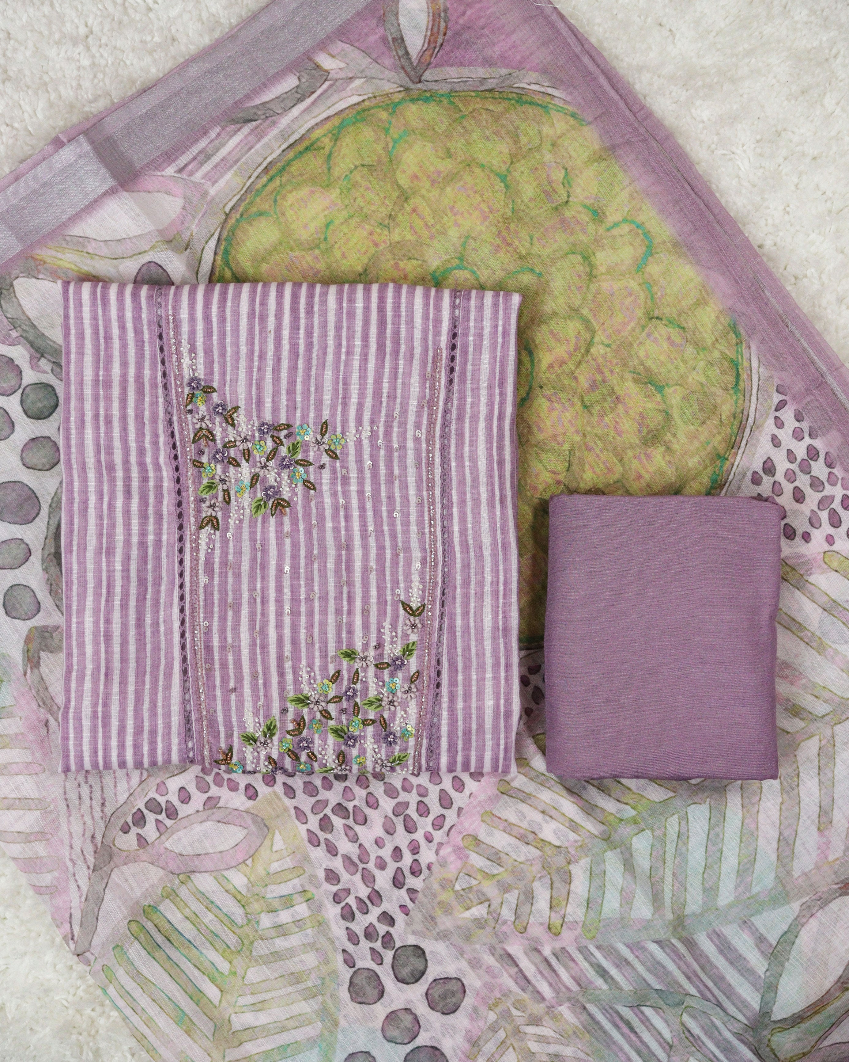 Load image into Gallery viewer, Linen Cotton Unstitched Suit-0384