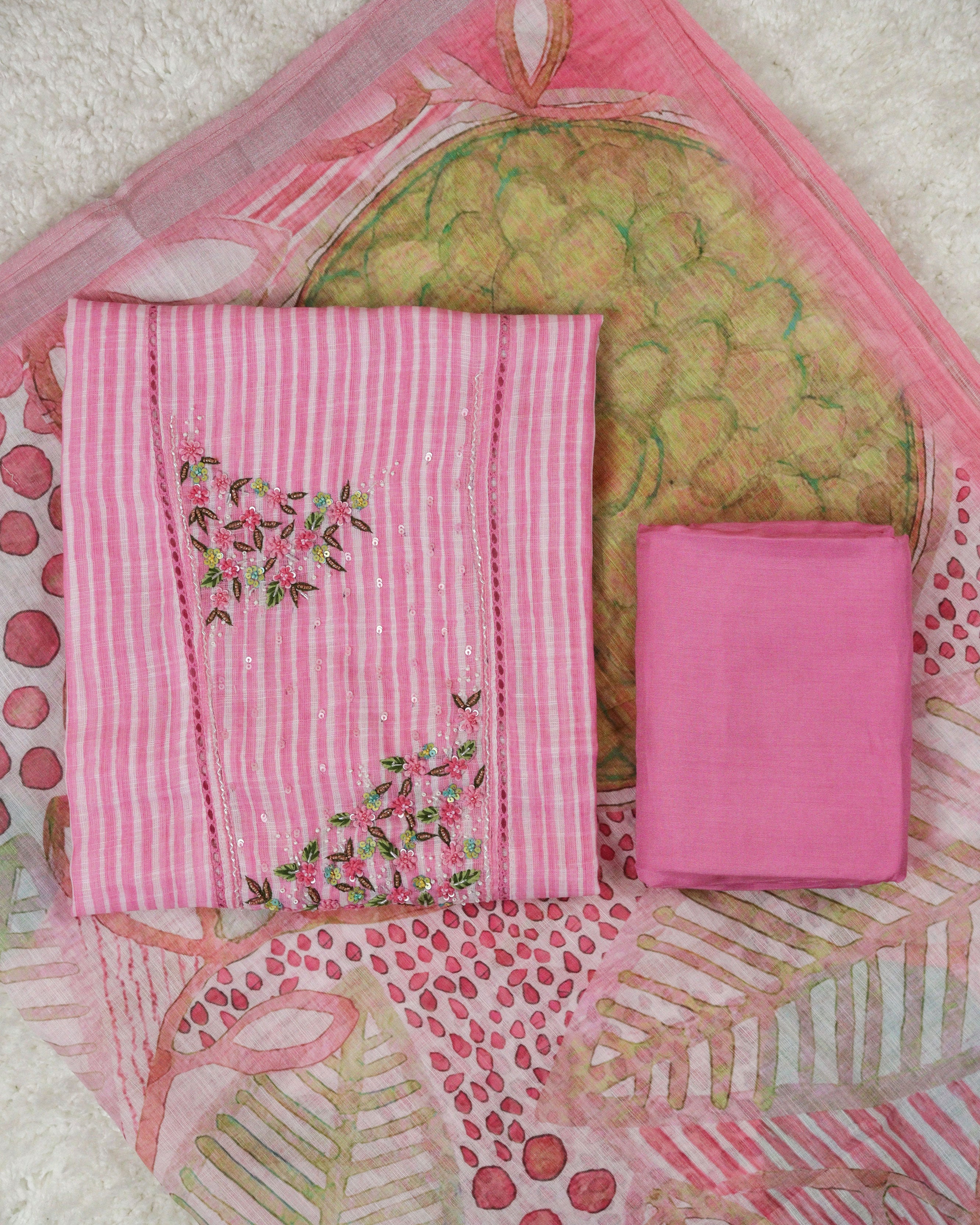 Load image into Gallery viewer, Linen Cotton Unstitched Suit-0384