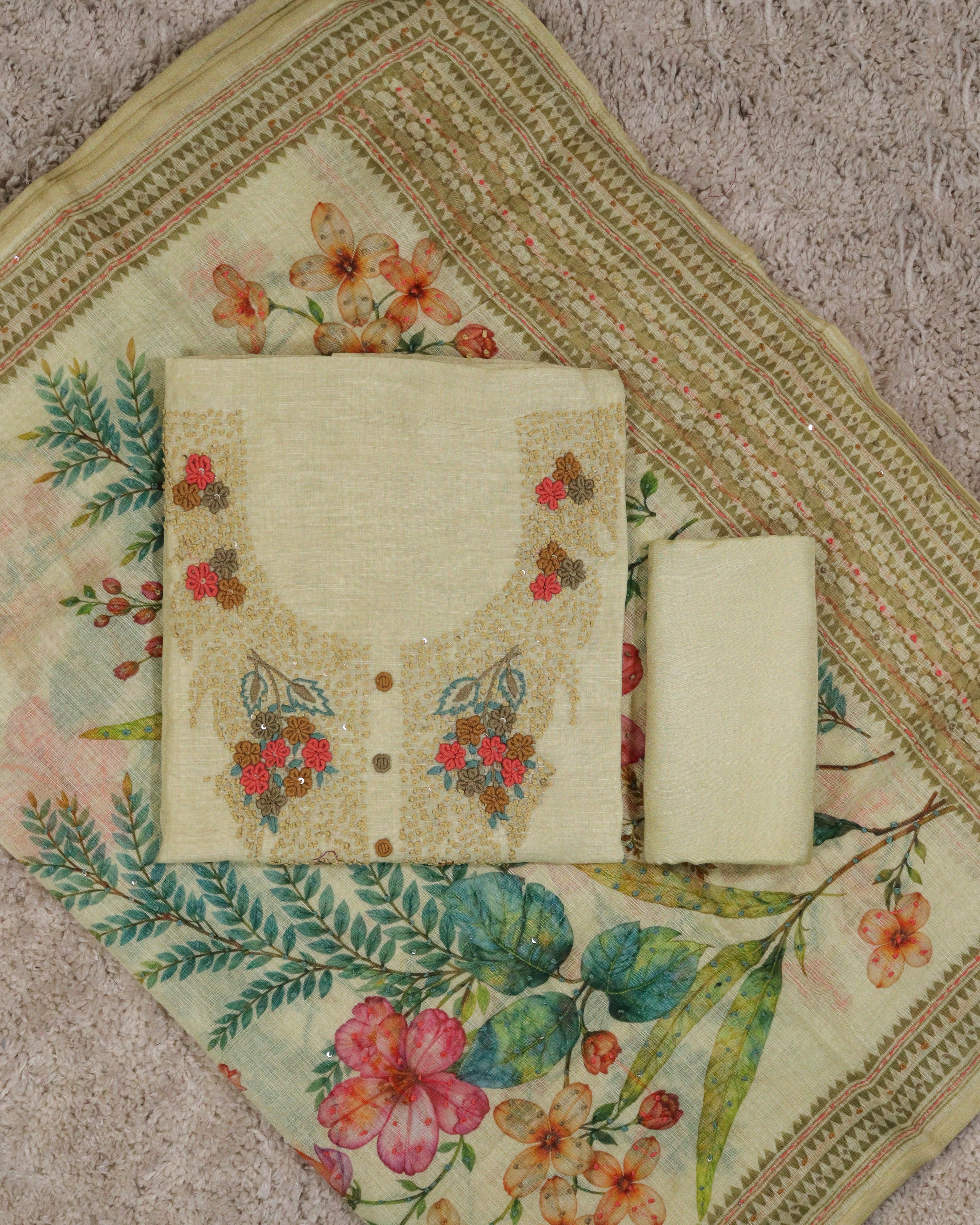 Load image into Gallery viewer, Linen Cotton Unstitched Suit-4411