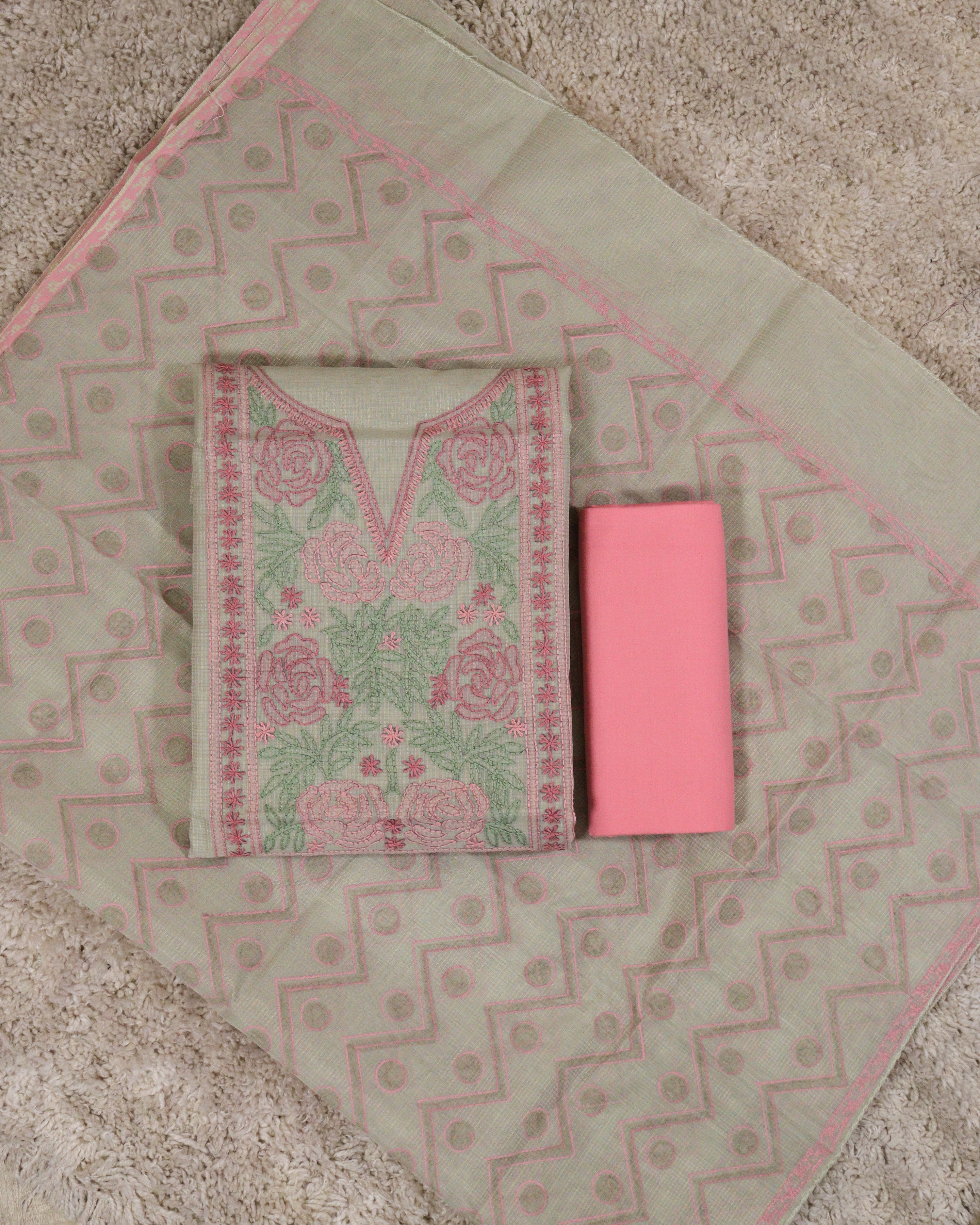 Load image into Gallery viewer, Net Cotta Unstitched Suit-4419