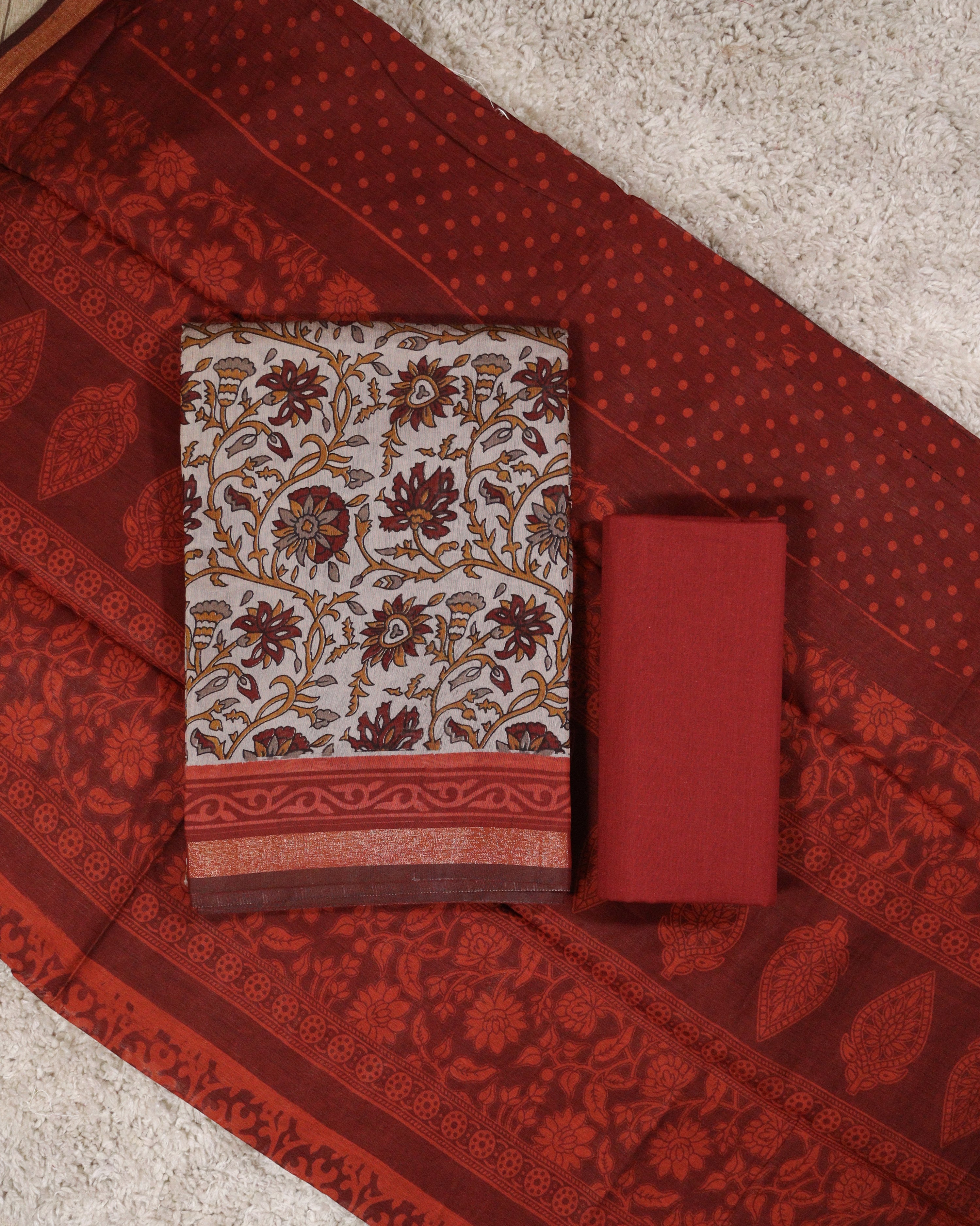 Load image into Gallery viewer, Semi Maheshwari Silk Unstitched Suit-4603  GRAY