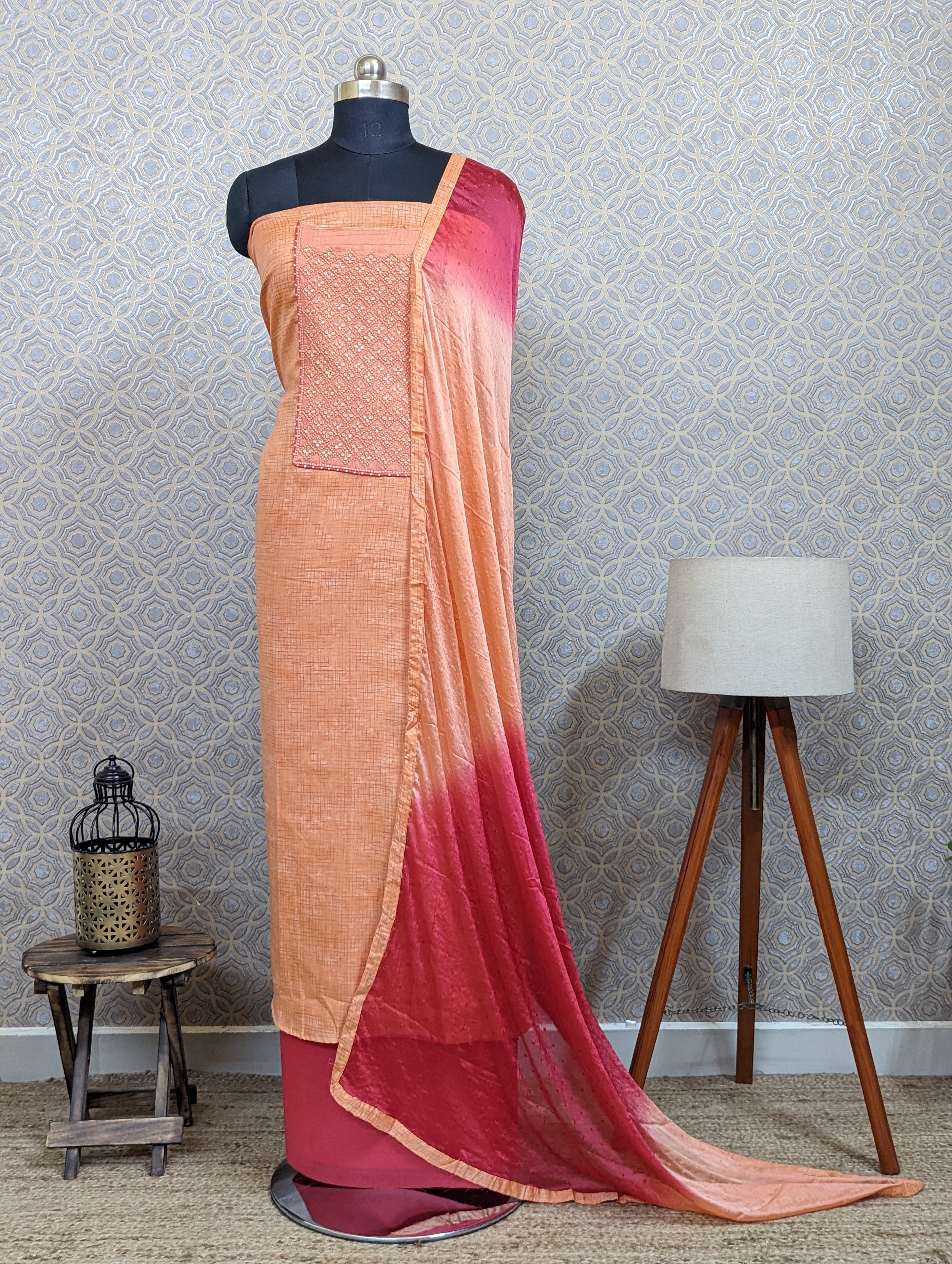 Load image into Gallery viewer, Pure Satin Cotton Unstitched Suit- 2452