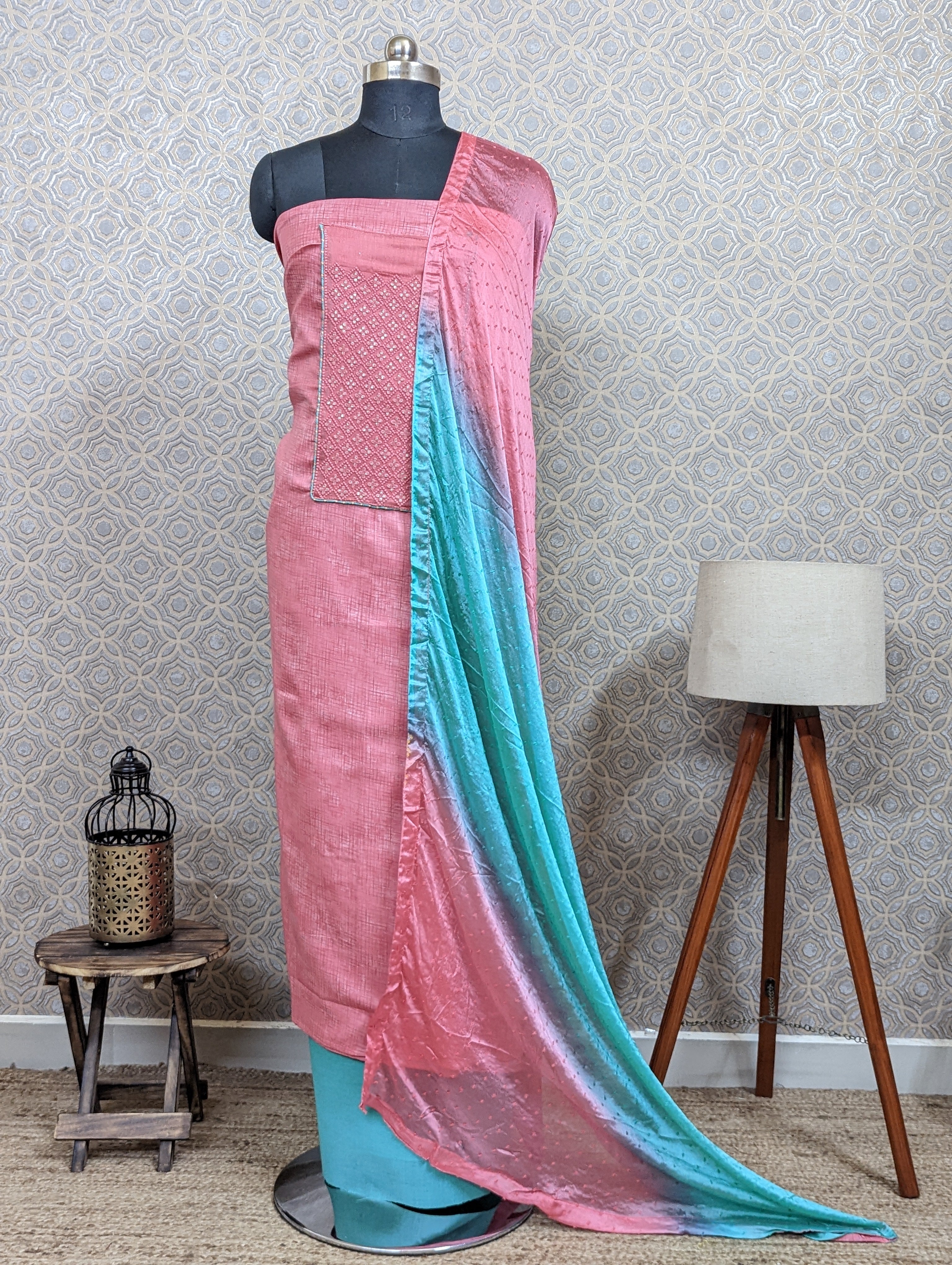 Load image into Gallery viewer, Pure Satin Cotton Unstitched Suit- 2452