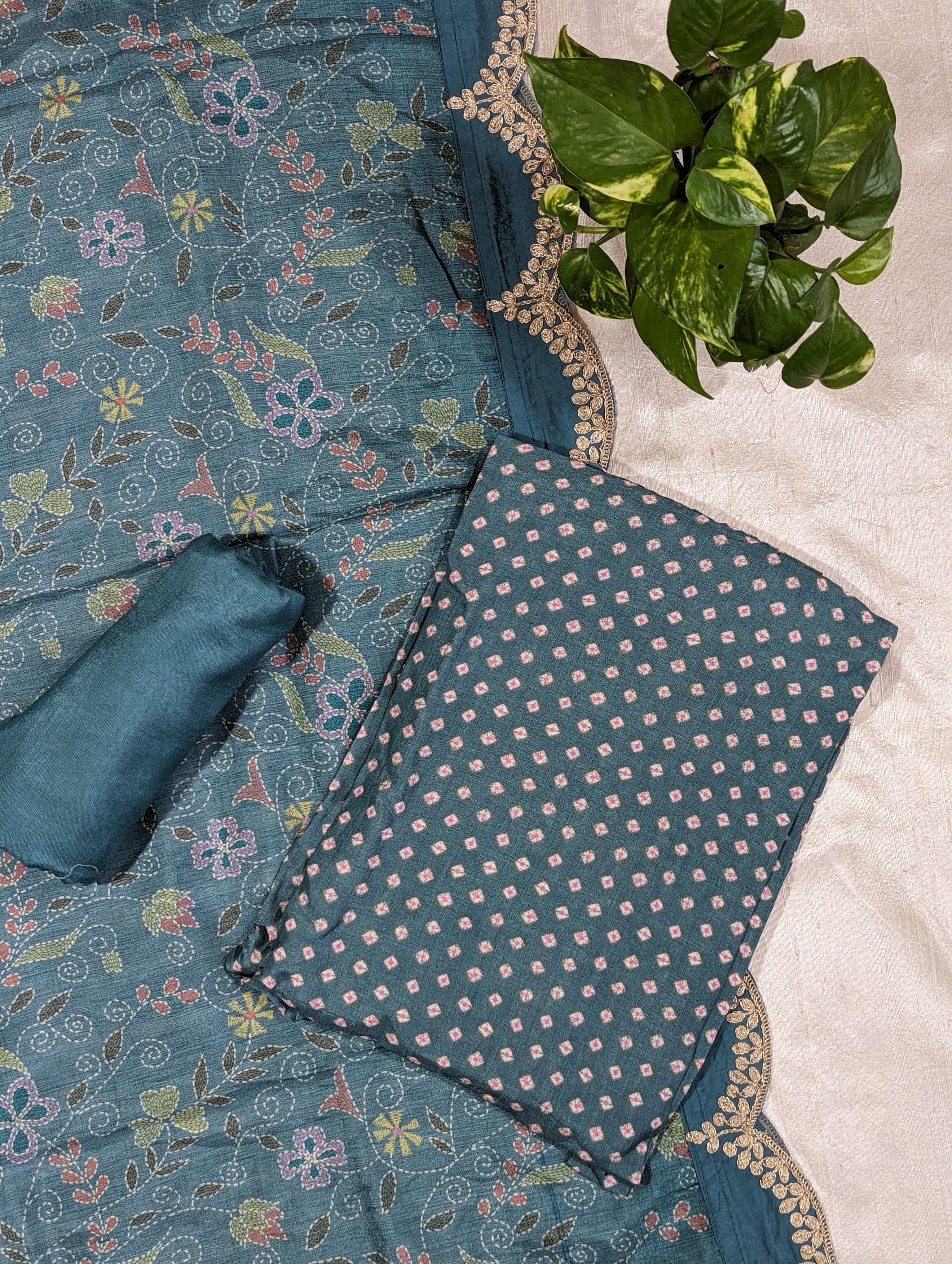 Load image into Gallery viewer, Muslin Silk Semi Stitched Suit-3079