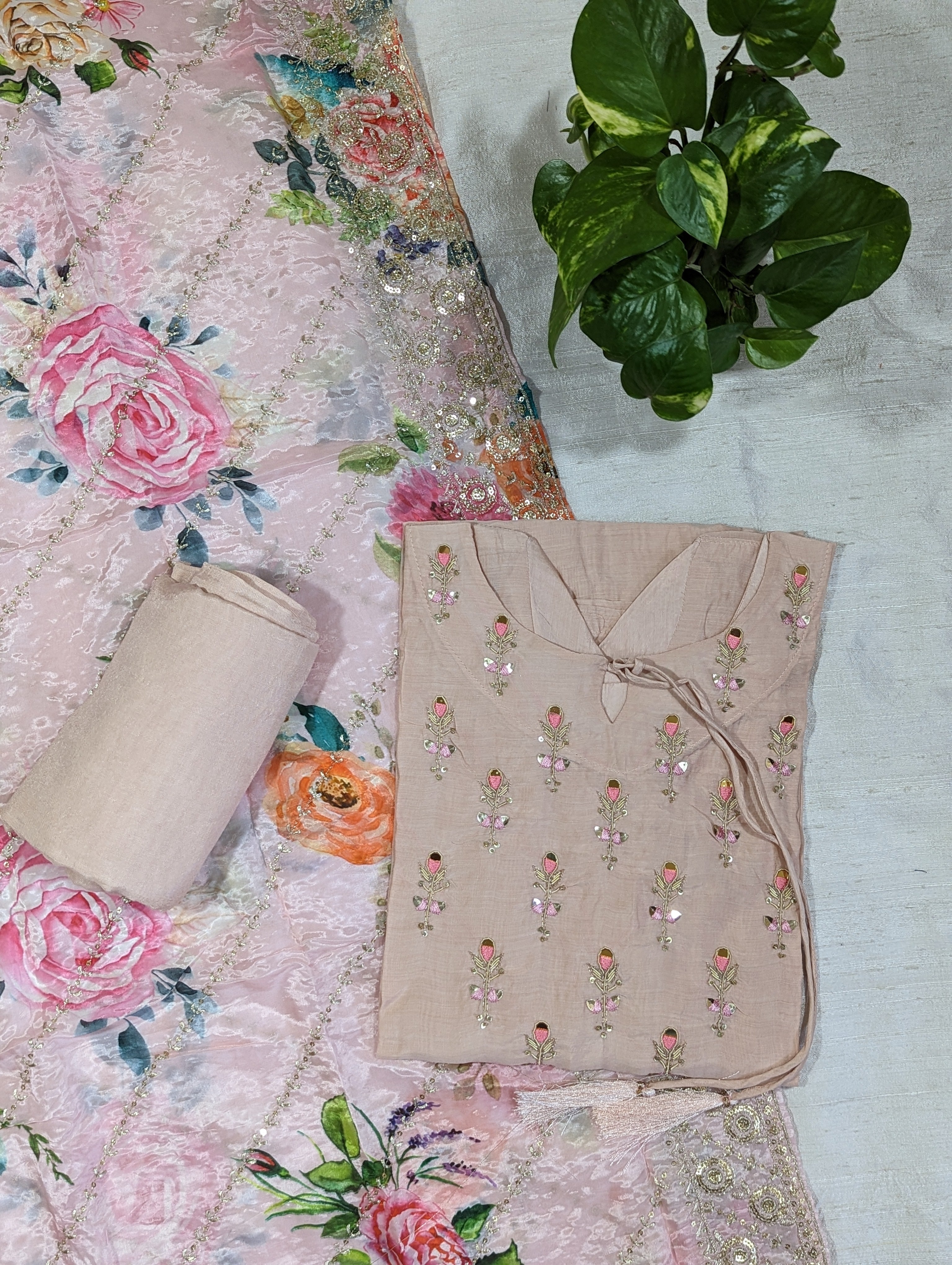 Load image into Gallery viewer, Muslin Silk Semi Stitched Suit-3080