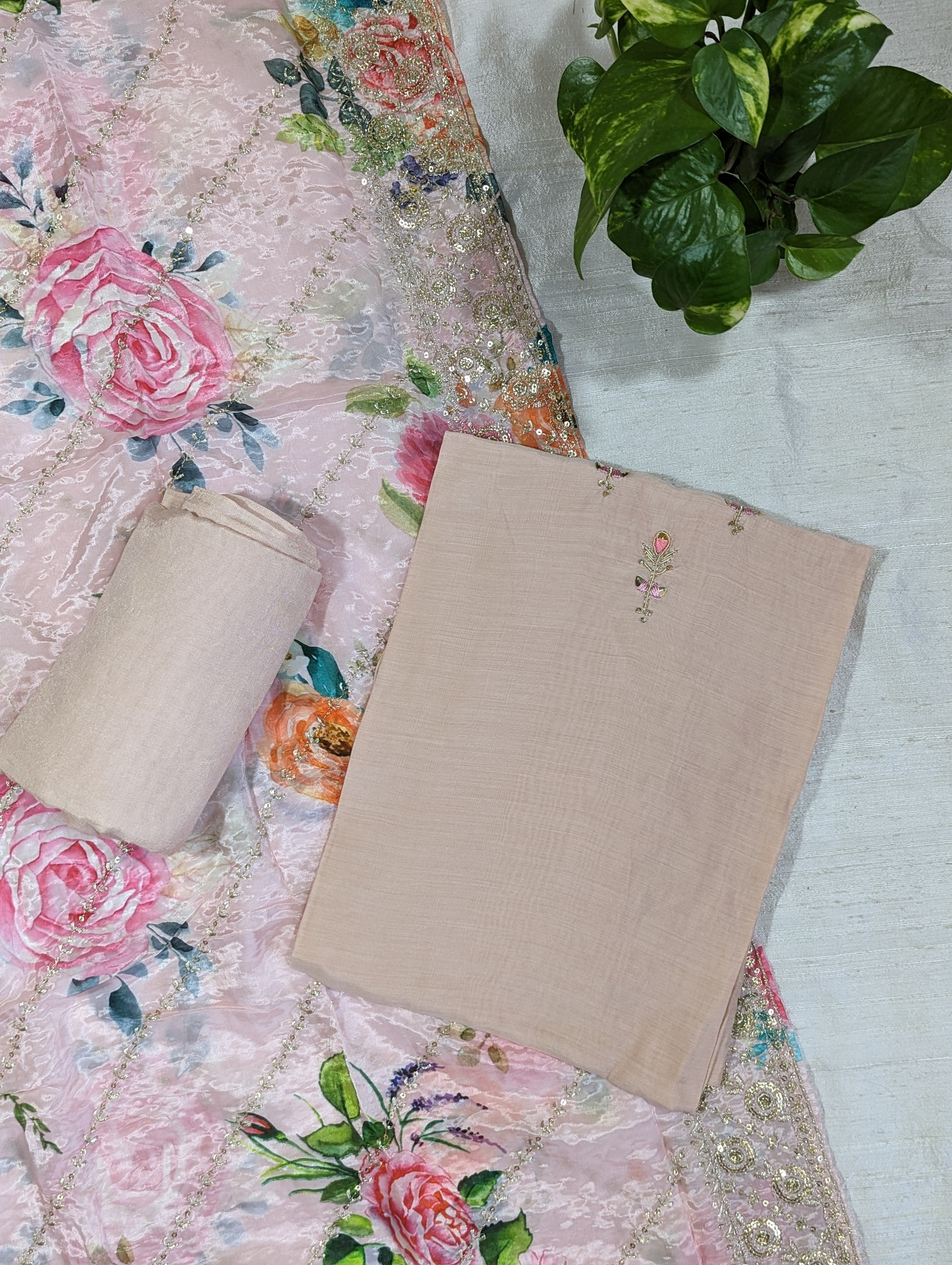 Load image into Gallery viewer, Muslin Silk Semi Stitched Suit-3080