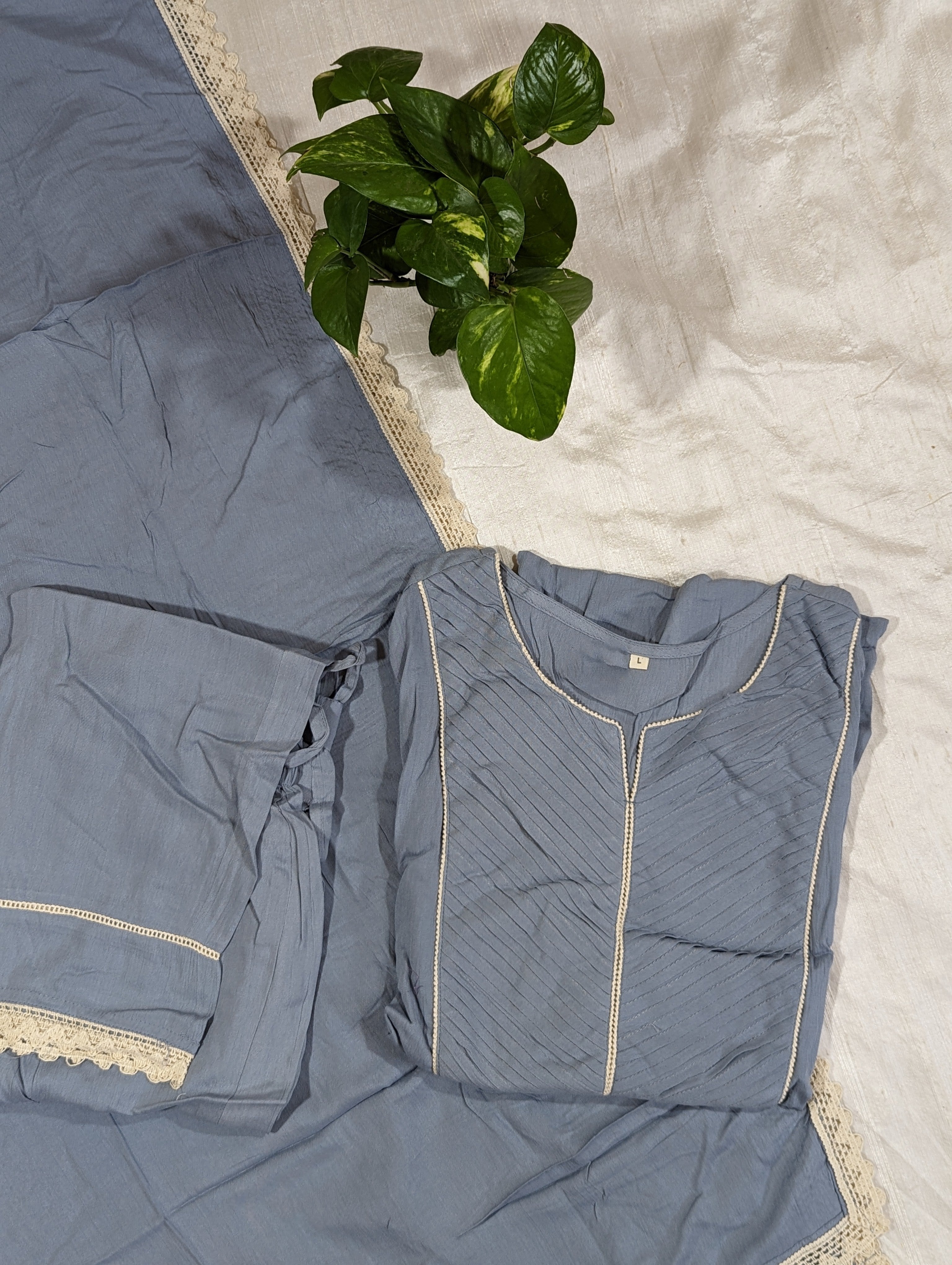 Load image into Gallery viewer, Crushed Cotton Kurti Set-2468