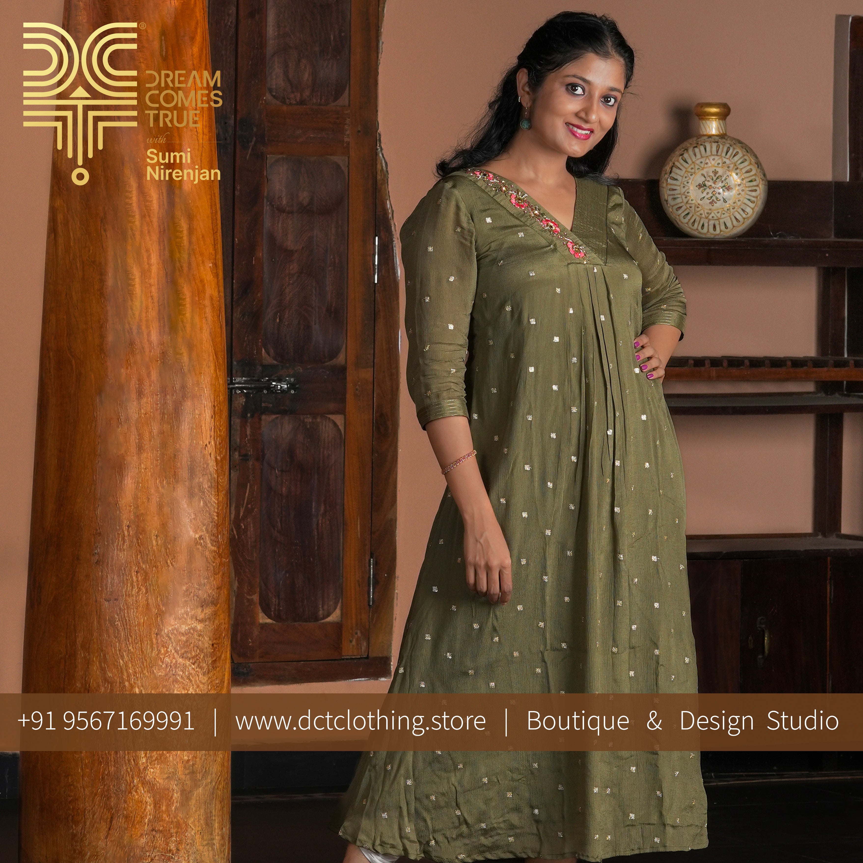 Load image into Gallery viewer, Designer Chinon A-line Kurti - 3772