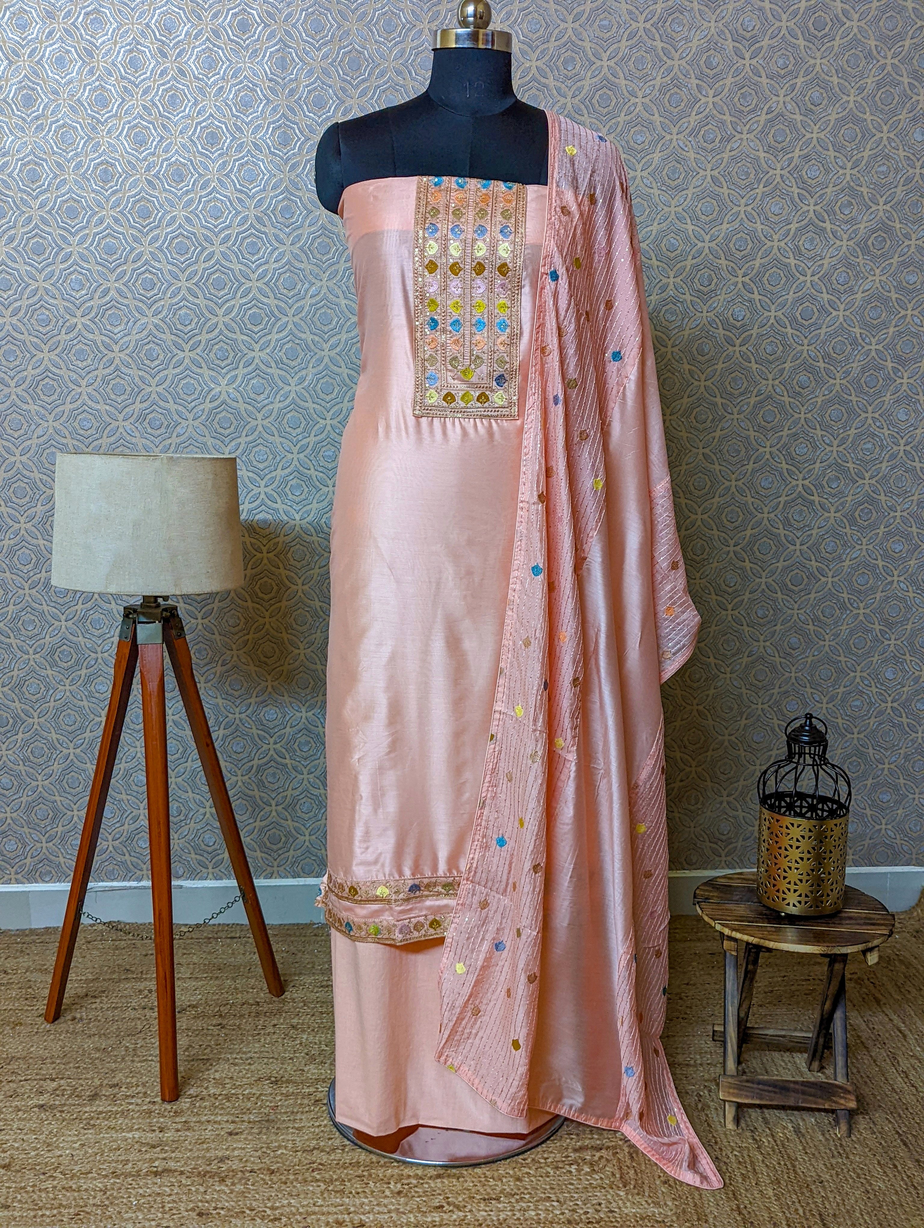 Load image into Gallery viewer, Chanderi Silk Unstitched Suit- 2502