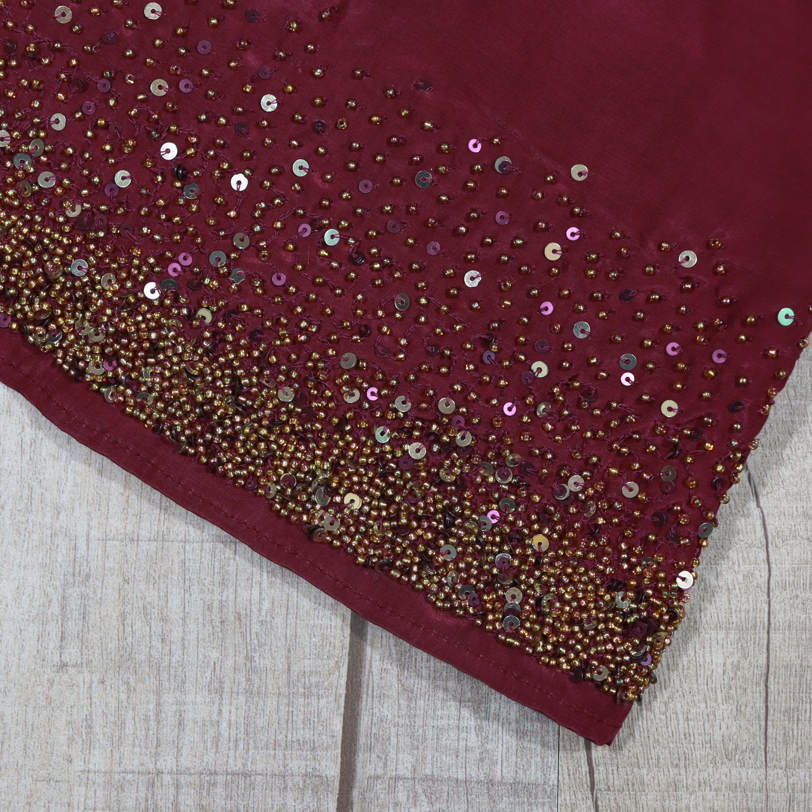Load image into Gallery viewer, Wine Color Chinnon Saree- 3329
