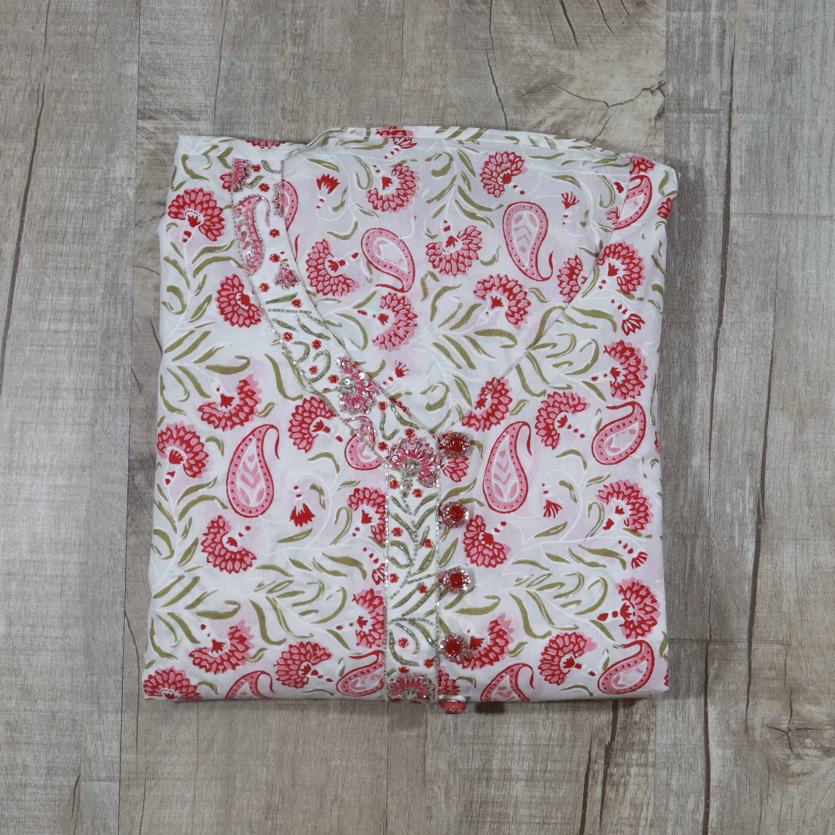 Load image into Gallery viewer, Pure Cotton Hand- embroidered top fabric-