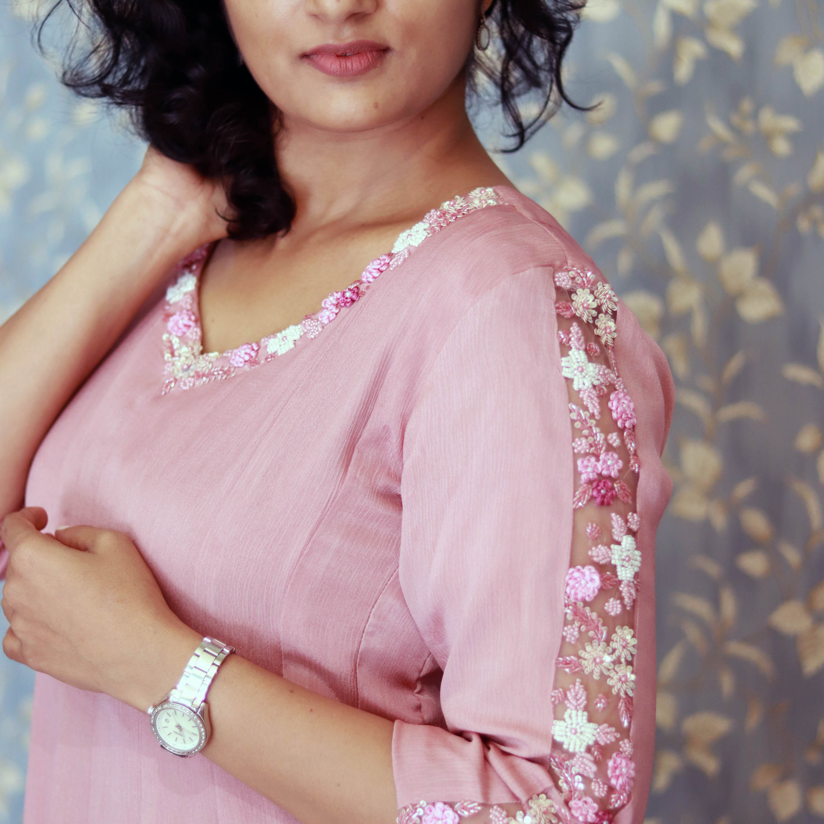 Load image into Gallery viewer, Mauve Colour Pure chinnon chiffon Designer wear-3252