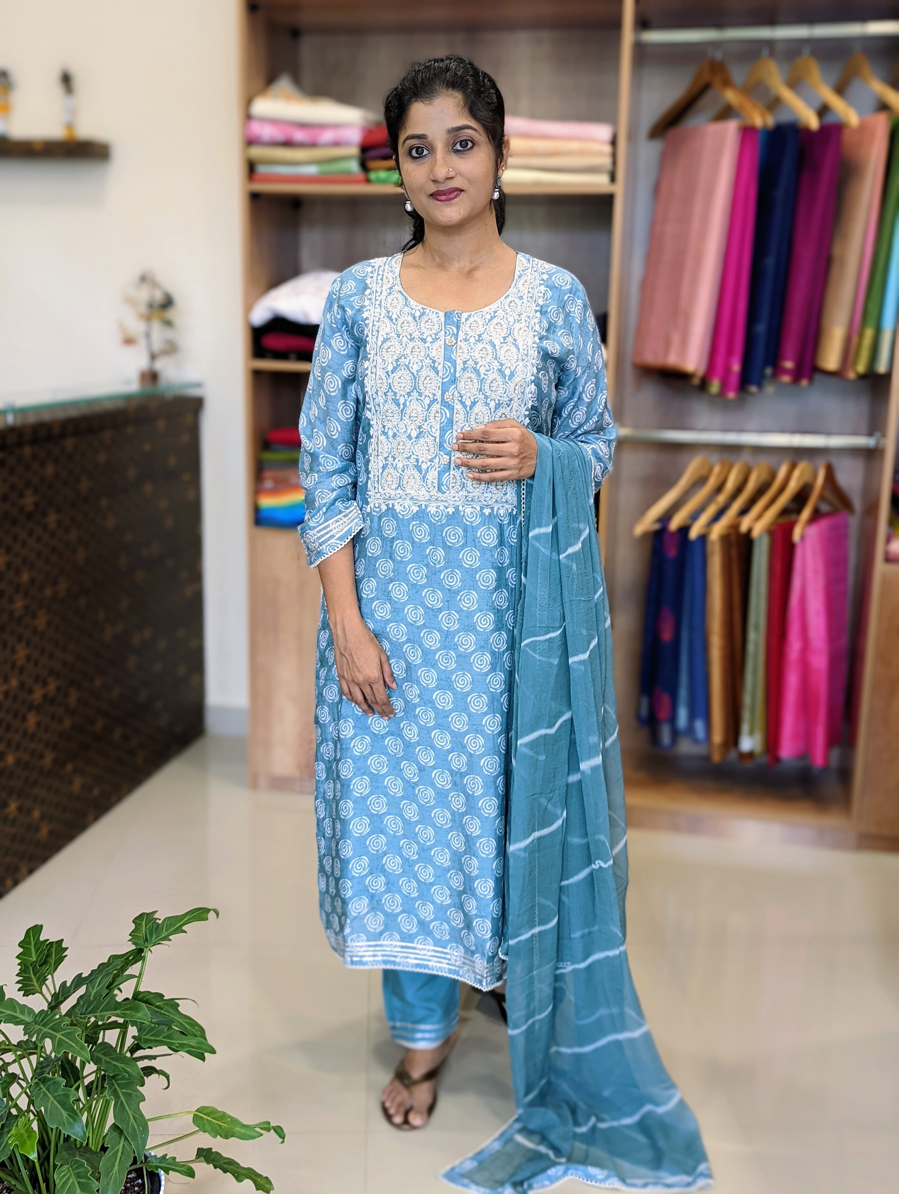 Load image into Gallery viewer, Digital Printed Muslin Silk Stitched Suit-2699