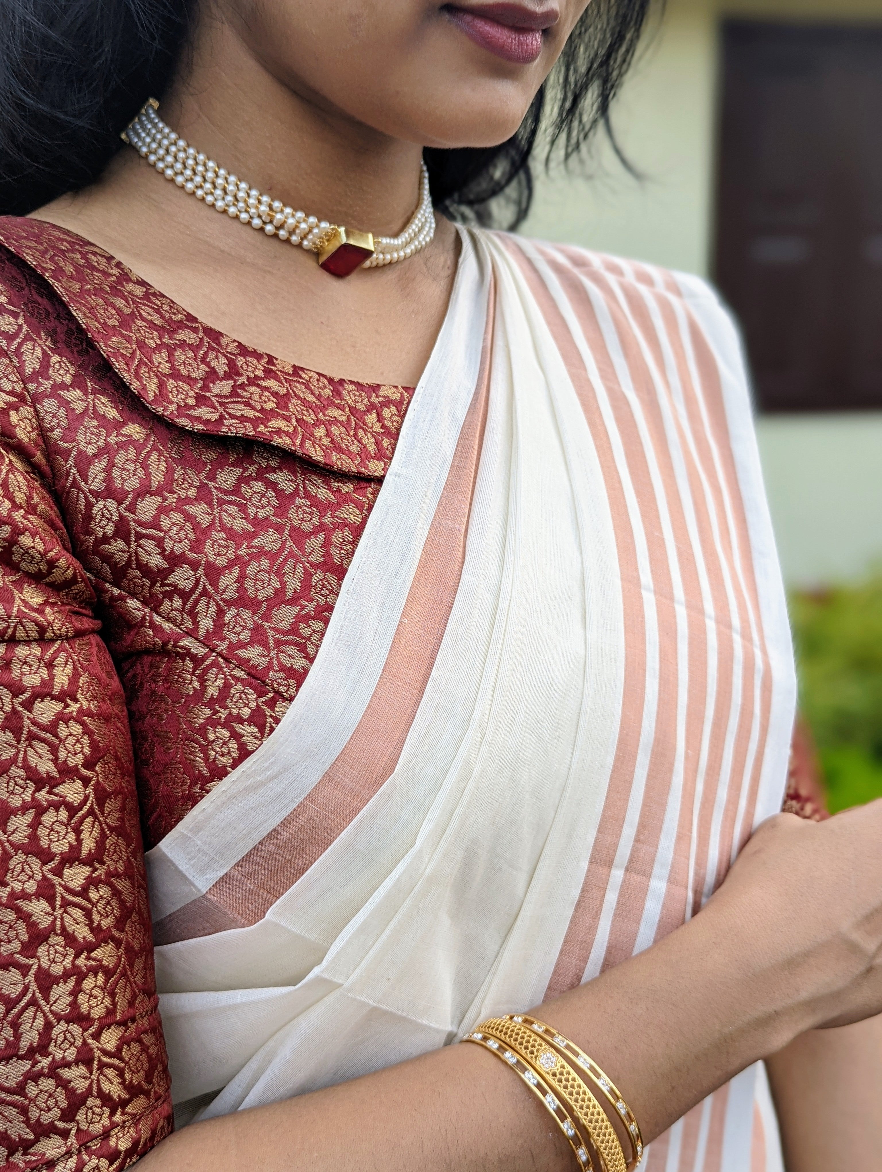 Load image into Gallery viewer, Pure Handloom Kerala Kasavu Saree-2728