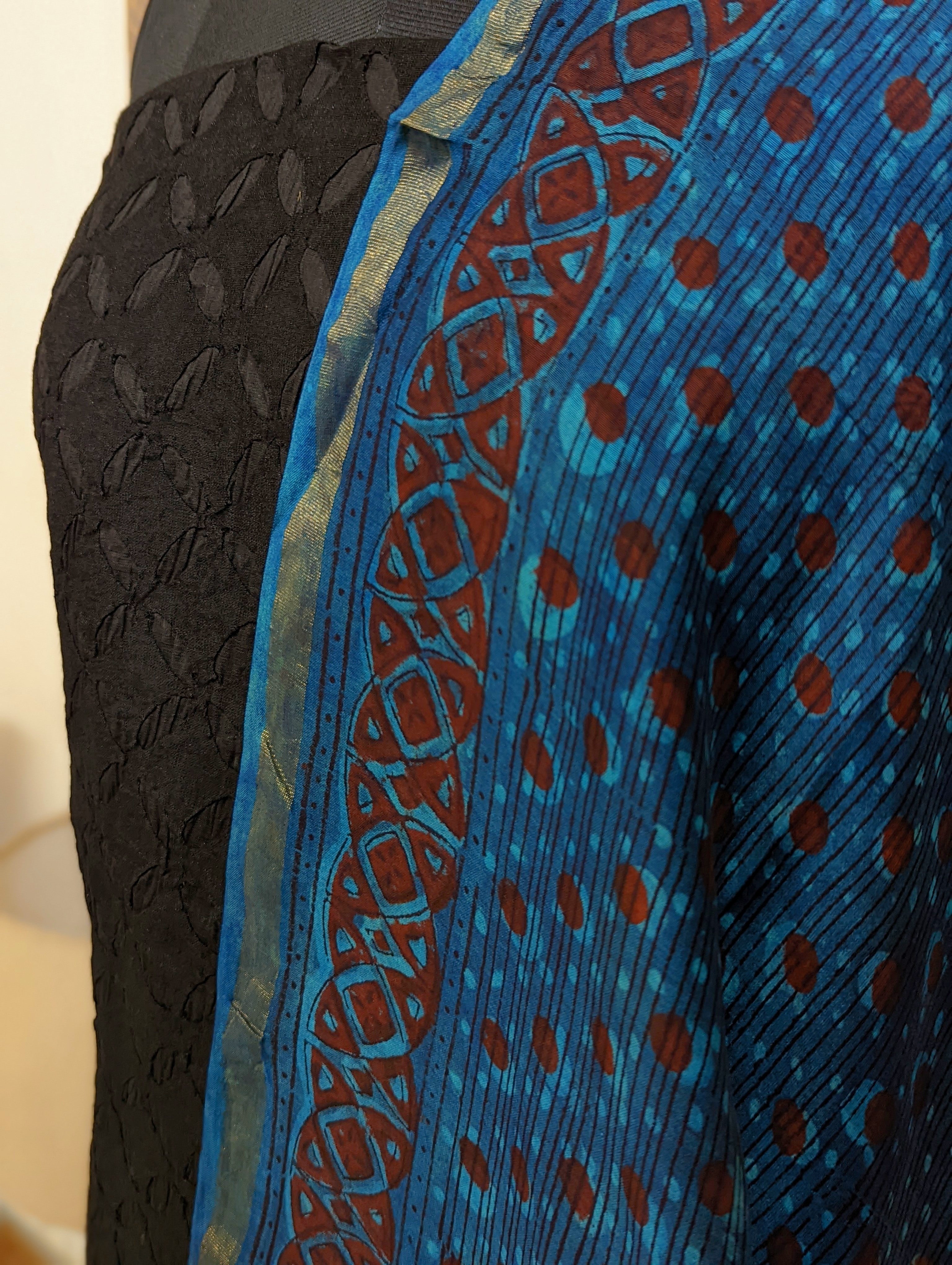 Load image into Gallery viewer, Unique hand made unstitched Salwar Suits - Black and Indigo color - 2724