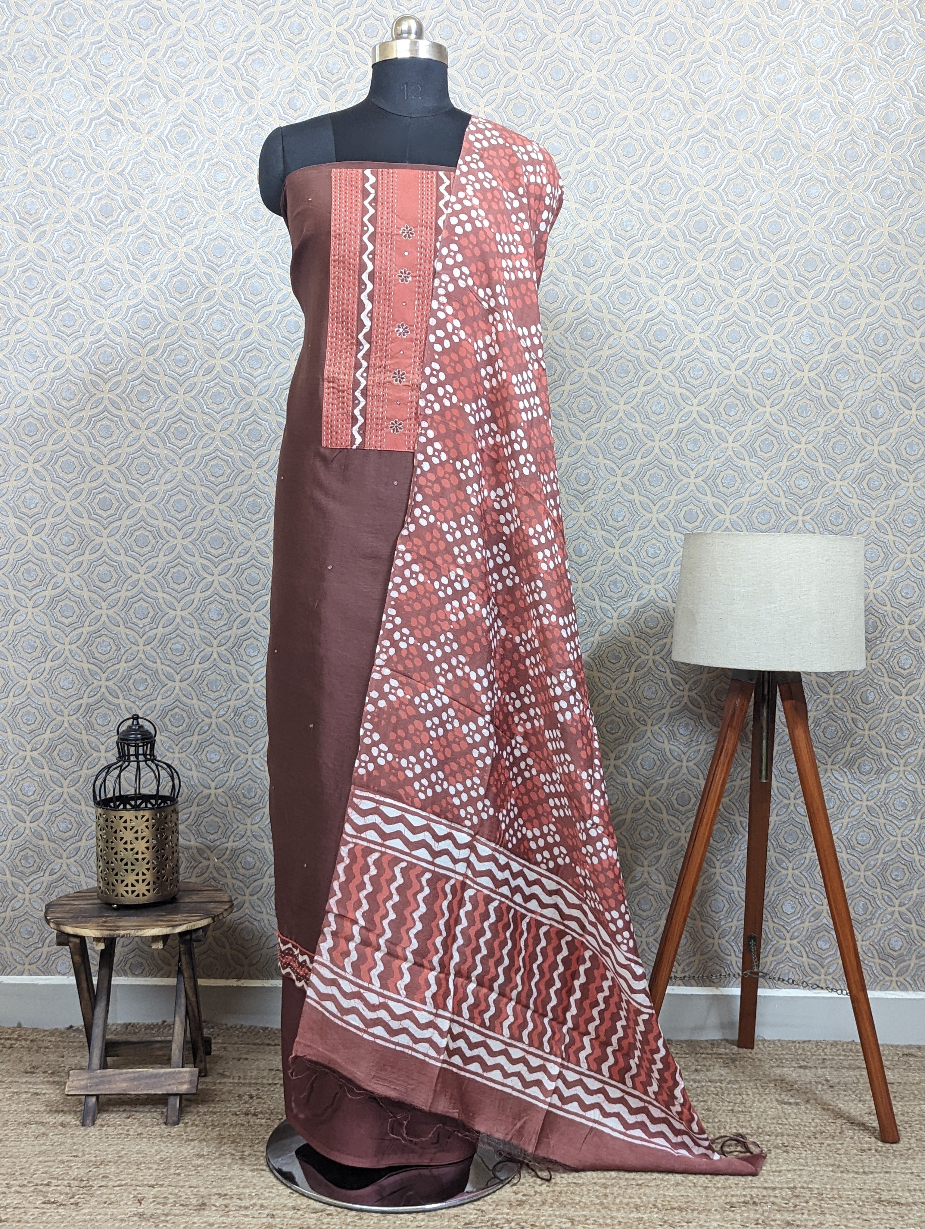 Load image into Gallery viewer, Maheswari Silk Salwar - Red Wood - 2034