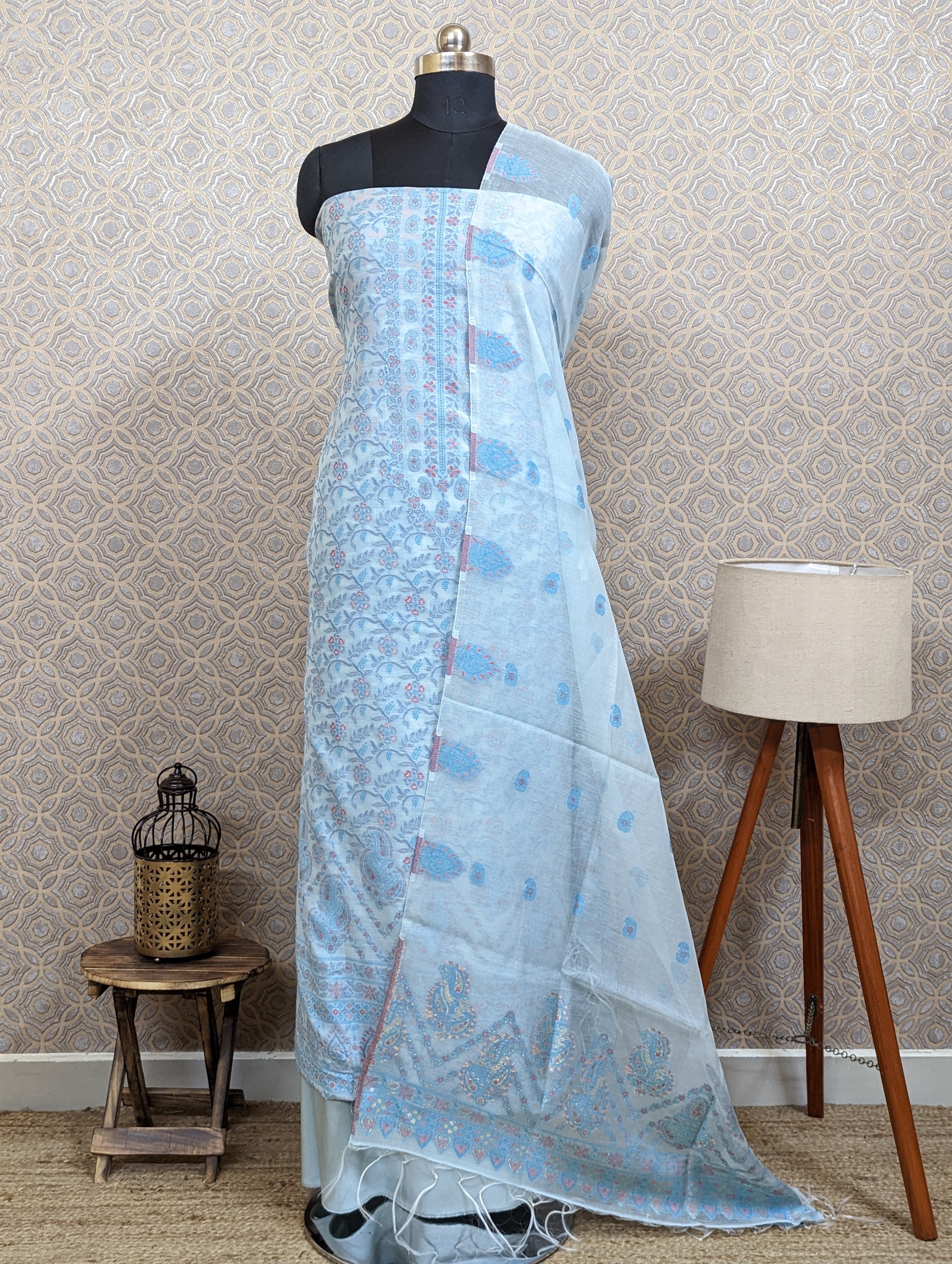 Load image into Gallery viewer, Baby Blue Pure Kashmiri Pashmina Salwar - 2772