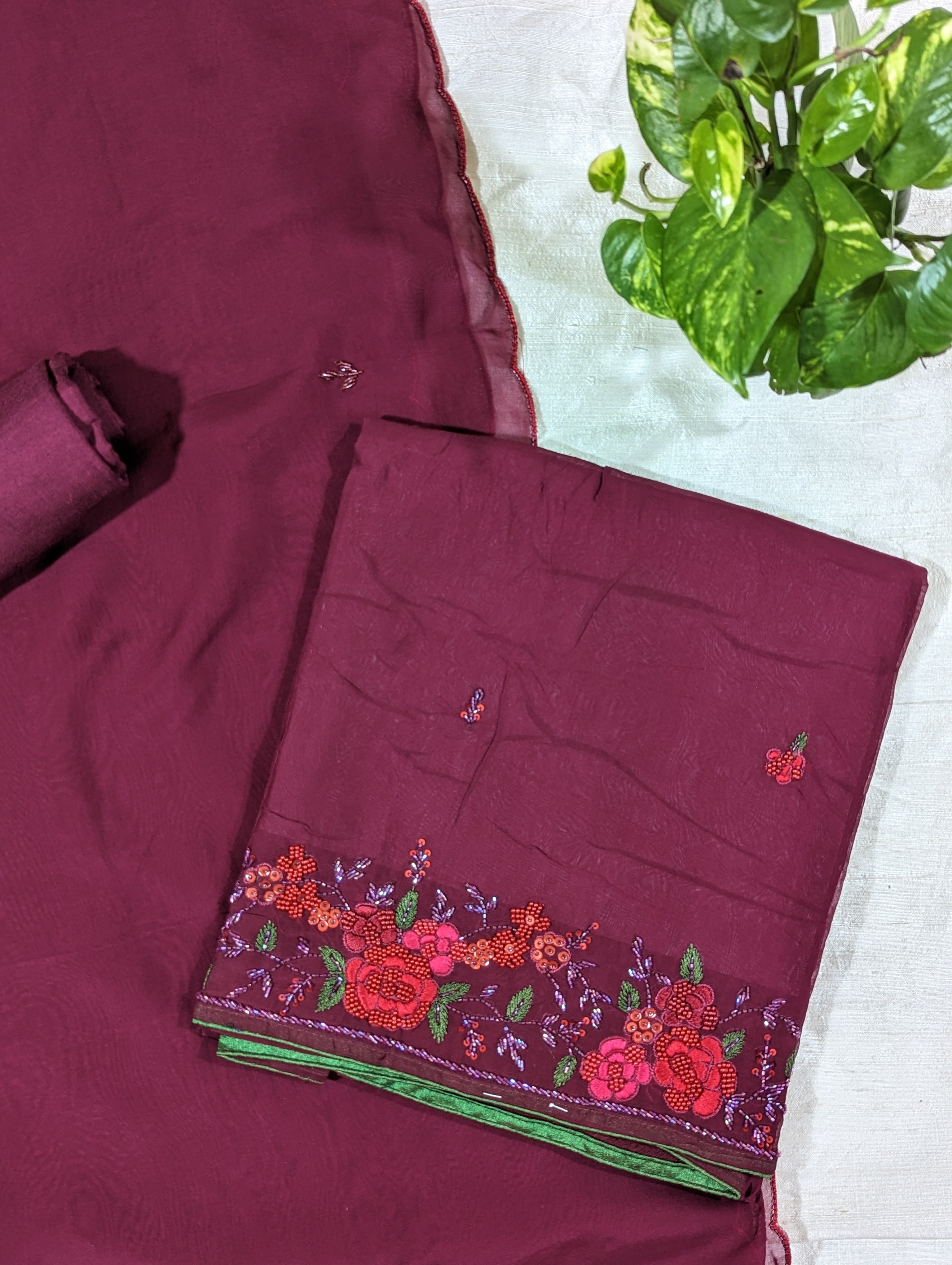 Load image into Gallery viewer, Grape Pure Viscose Organza Unstitched Suits -2873