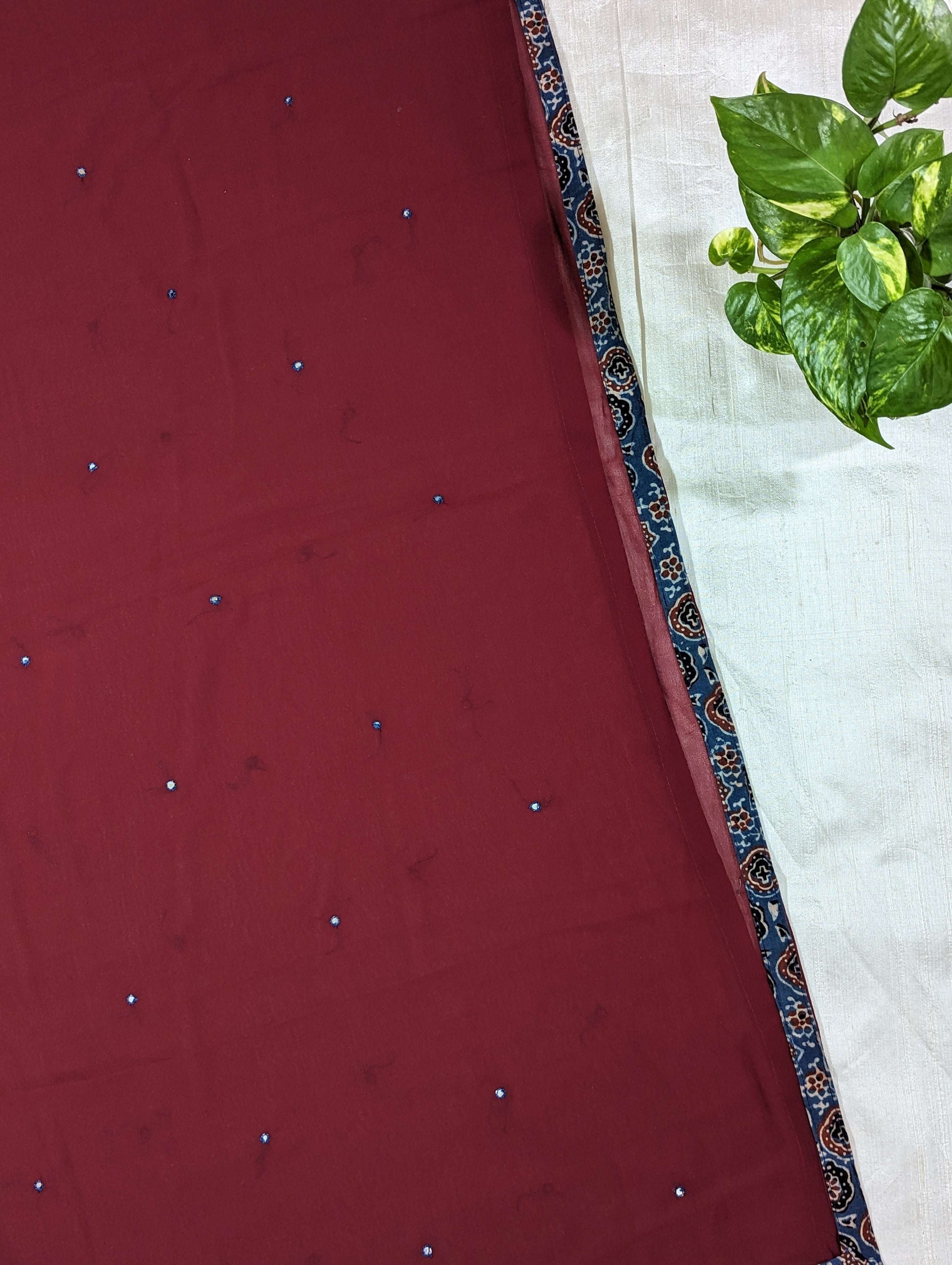 Load image into Gallery viewer, Maroon And Indigo Faux Georgette Unstitched Suits -2929