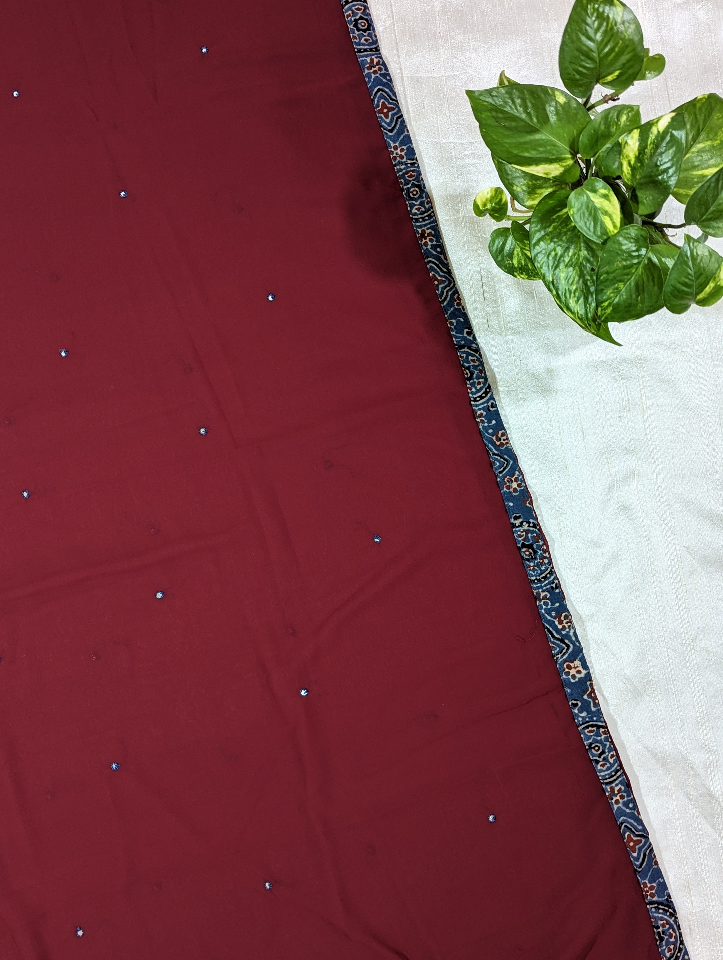 Load image into Gallery viewer, Maroon And Indigo Faux Georgette Unstitched Suits - 2929