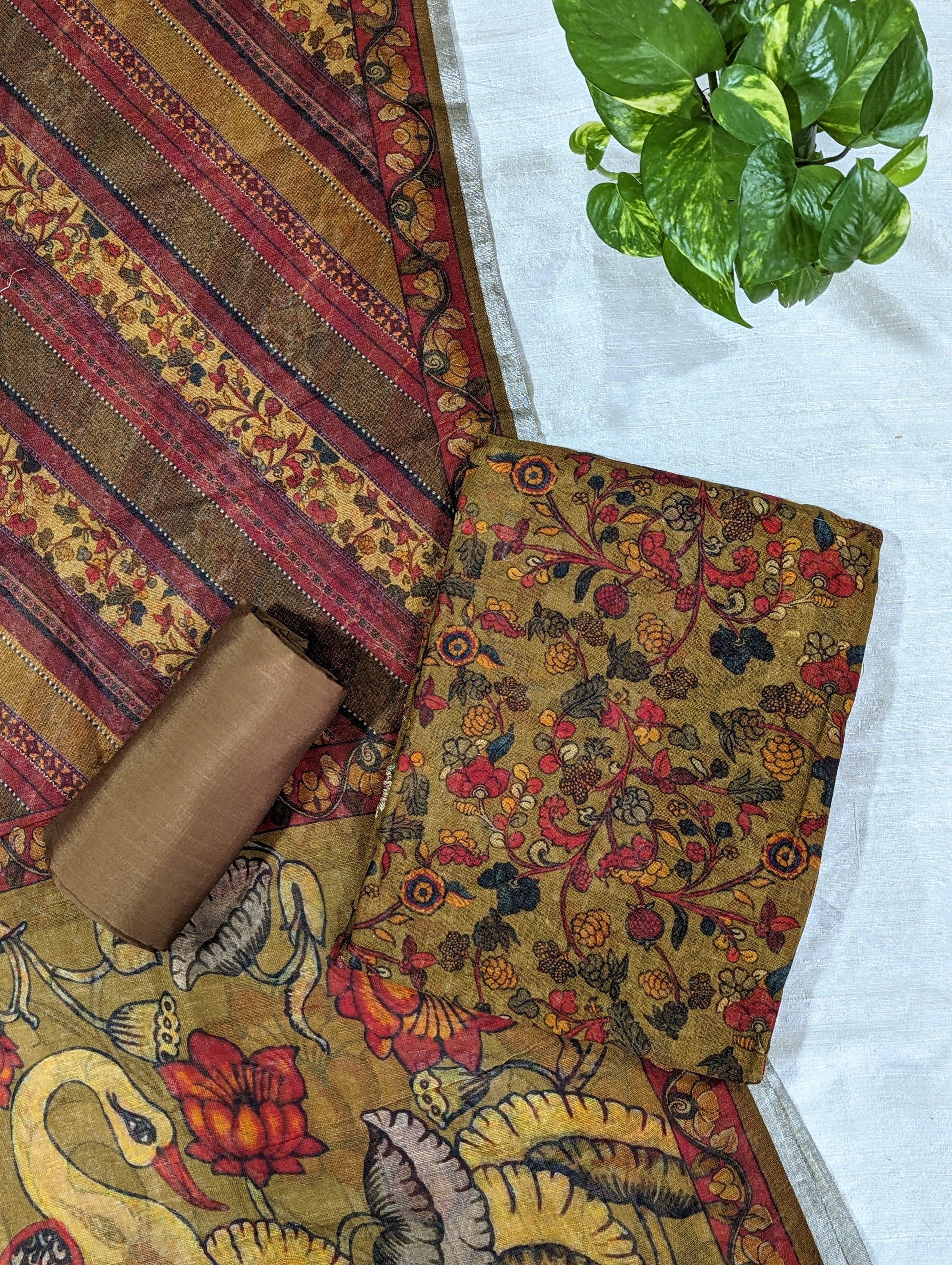 Load image into Gallery viewer, Deep Caramel Pure Linen Unstitched Suits-3038