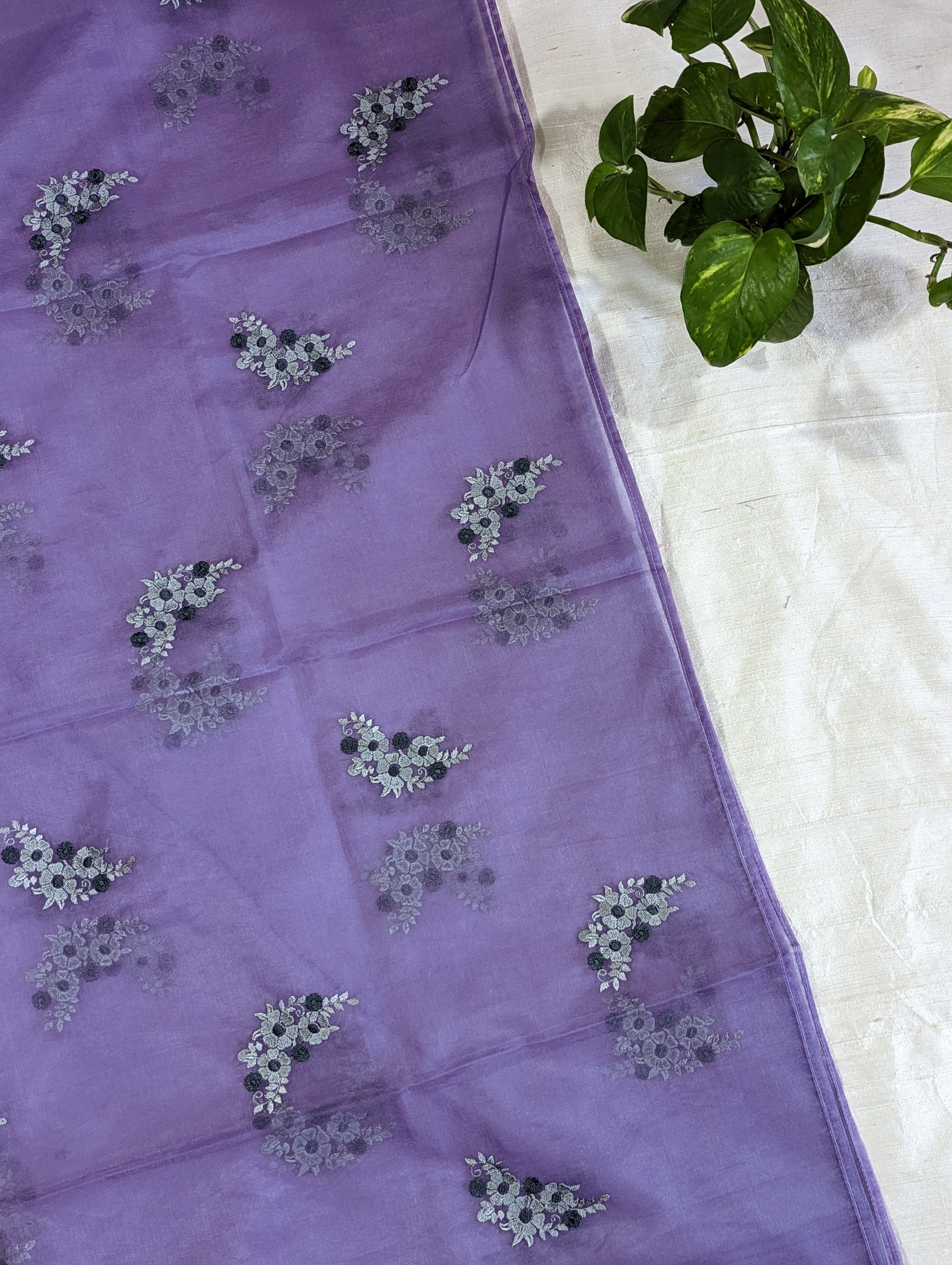 Load image into Gallery viewer, Grey And Lavender Semi Silk Unstitched Suit-3098