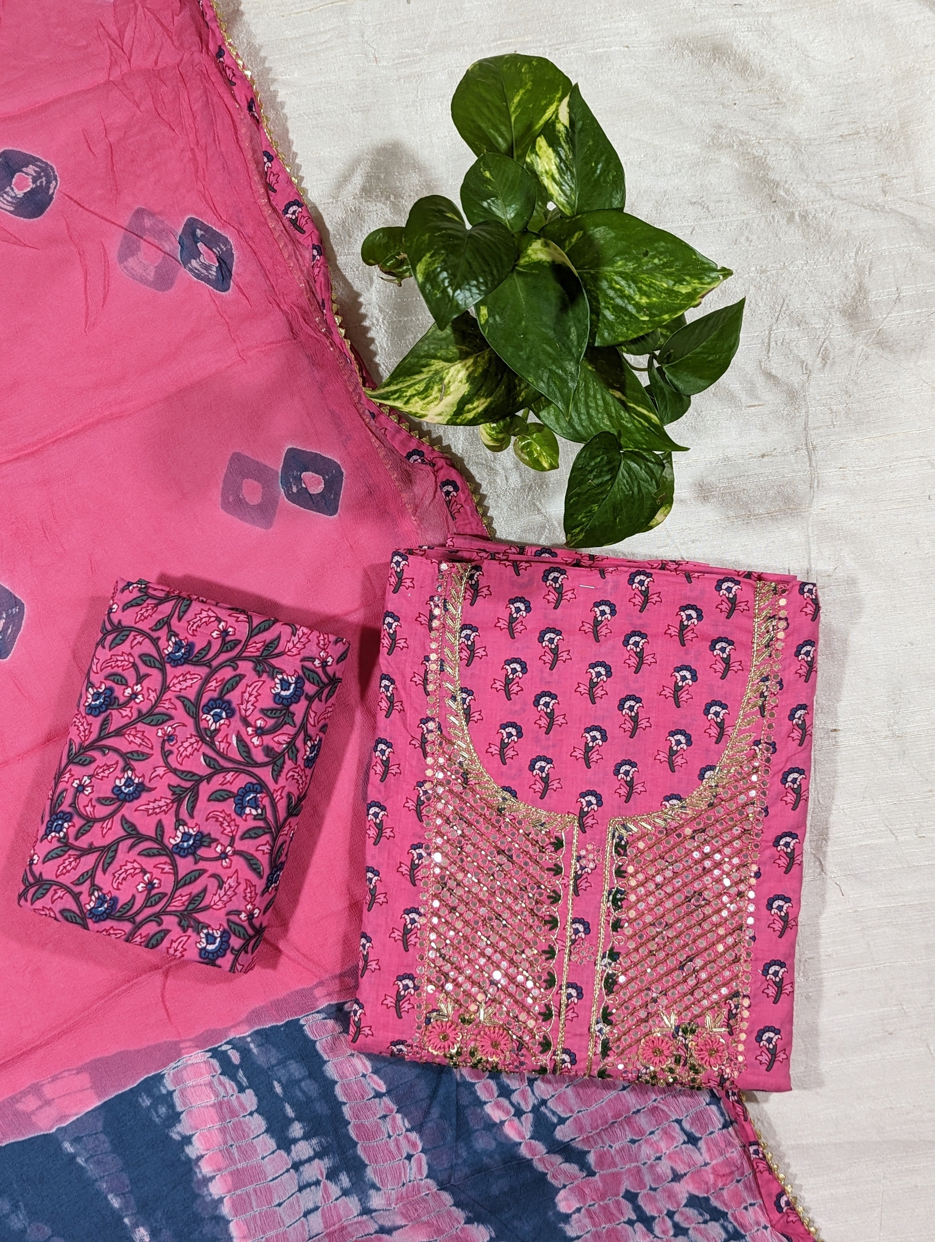 Load image into Gallery viewer, Hot Pink Pure Cotton Unstitched Suit-1979