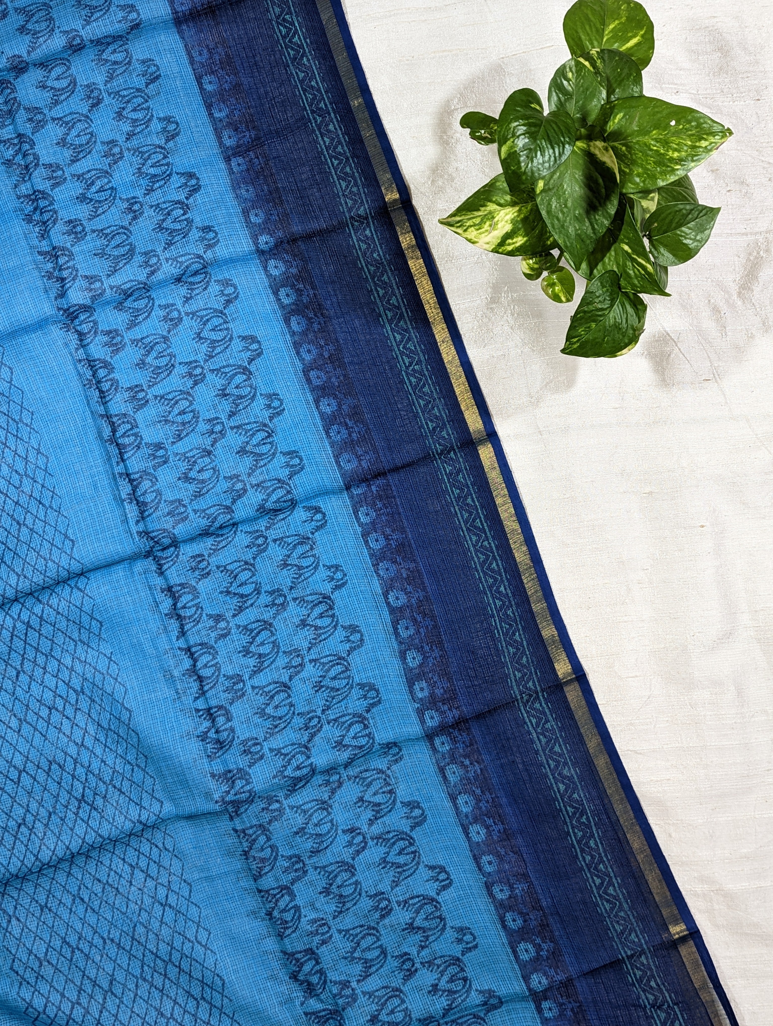 Load image into Gallery viewer, Midnight Blue And Blue Pure Cotton Unstitched Suit-3279