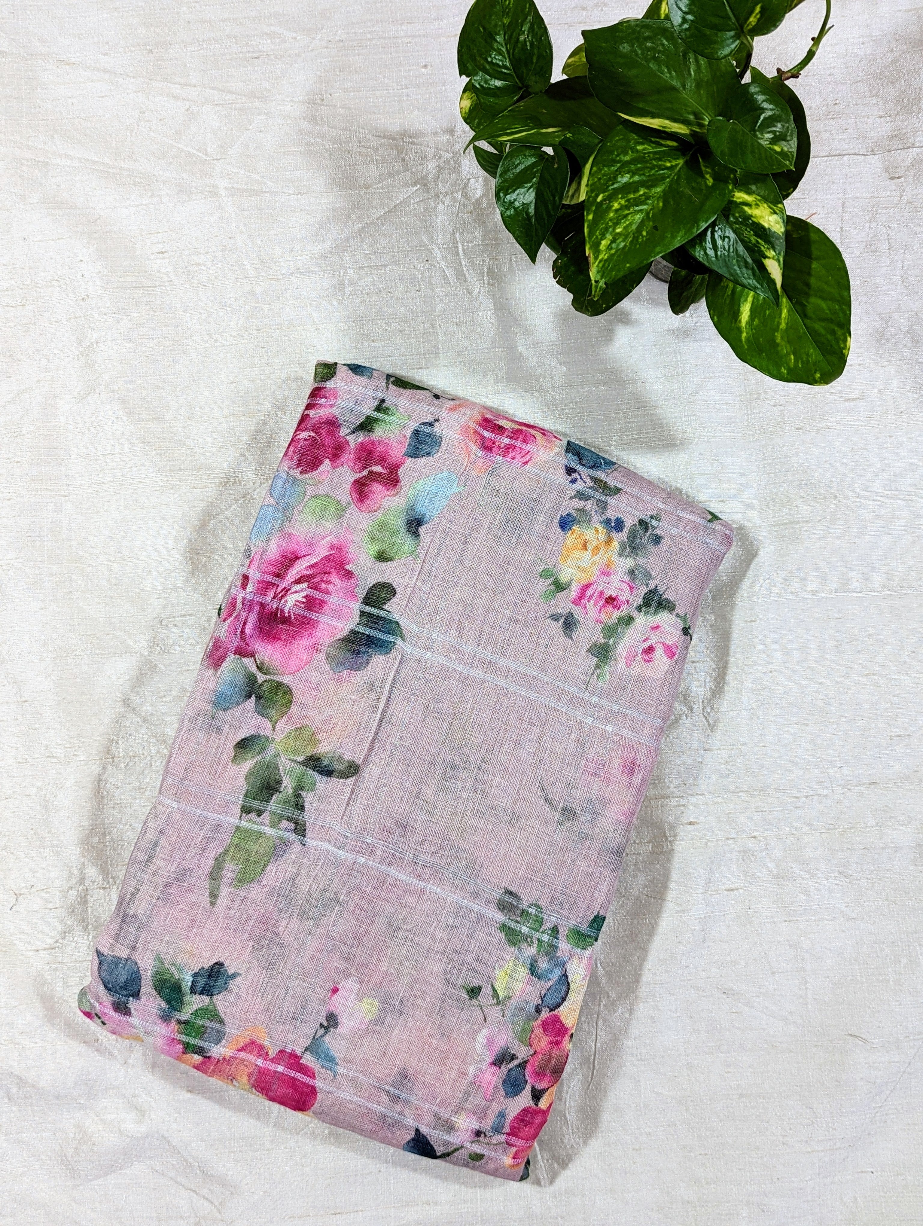 Load image into Gallery viewer, Light Baby Pink Pure Linen Saree-3215