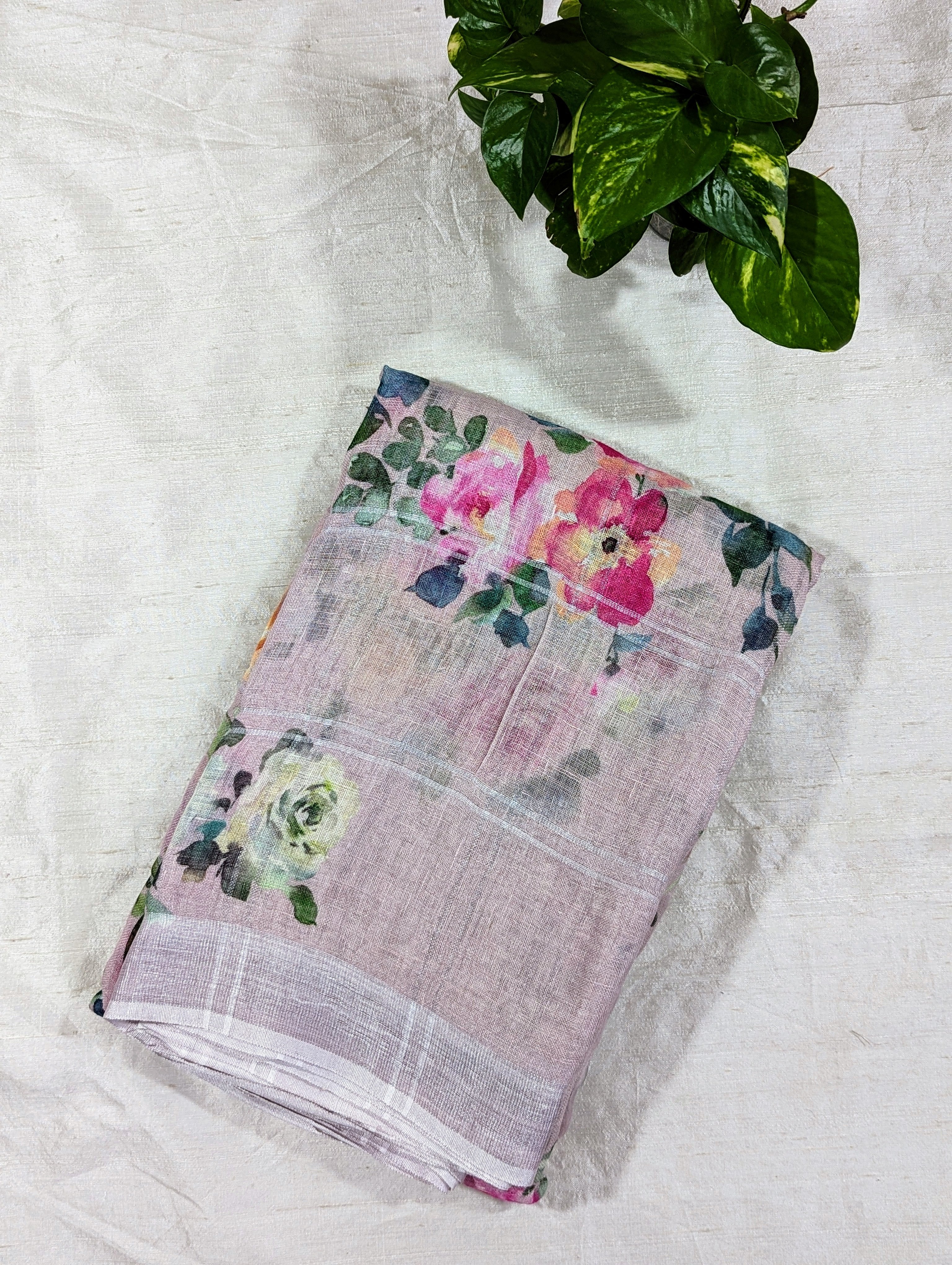 Load image into Gallery viewer, Light Baby Pink Pure Linen Saree-3215