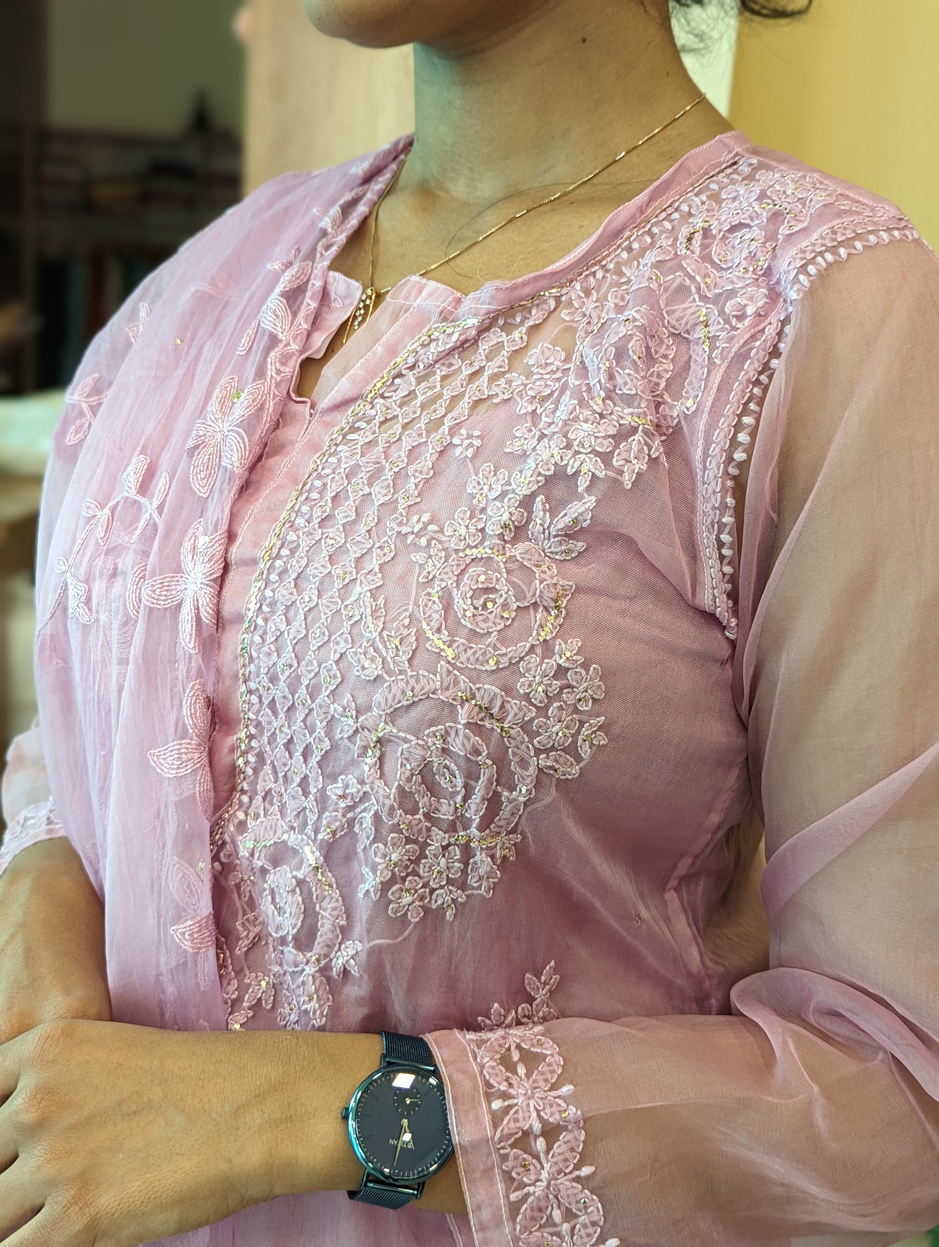 Load image into Gallery viewer, Lilac Organza Kurti Set-3217