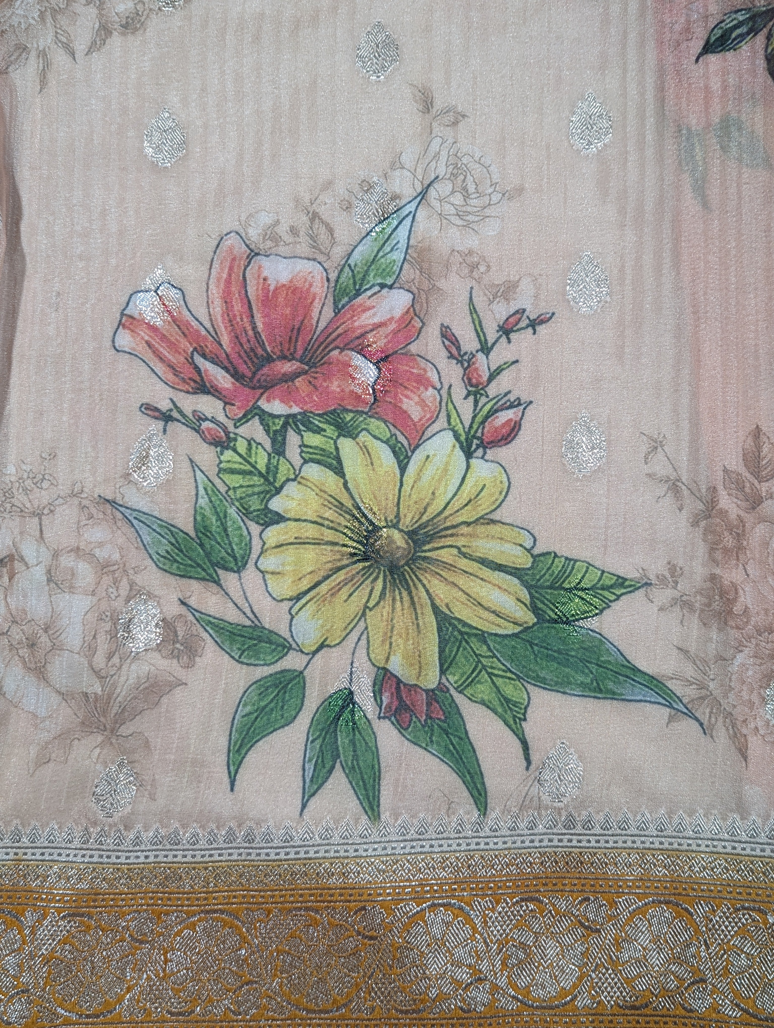 Load image into Gallery viewer, Orange and Peach Semi Khadi Saree-3206