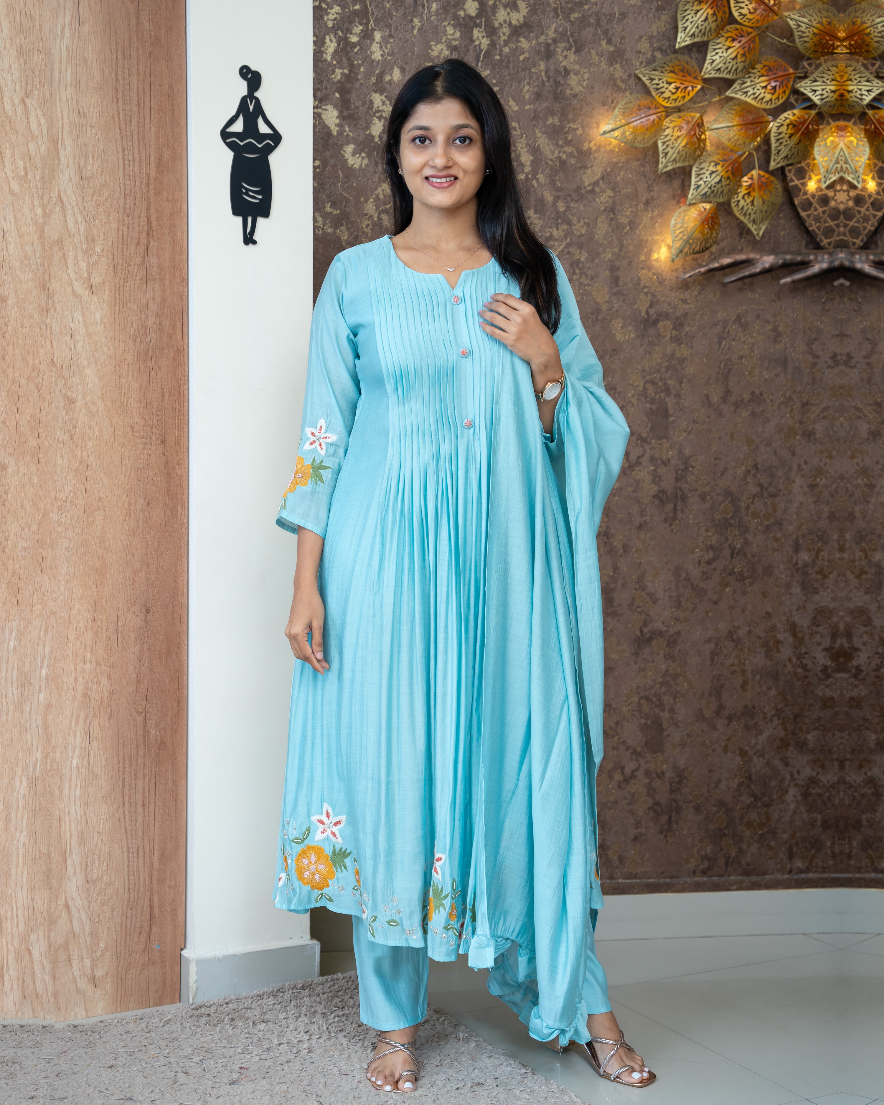 Load image into Gallery viewer, Mul Chanderi Suit-4362

