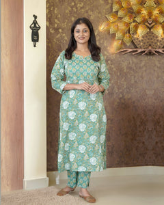 Pure Cotton Slitted Co-Ord Set-5416