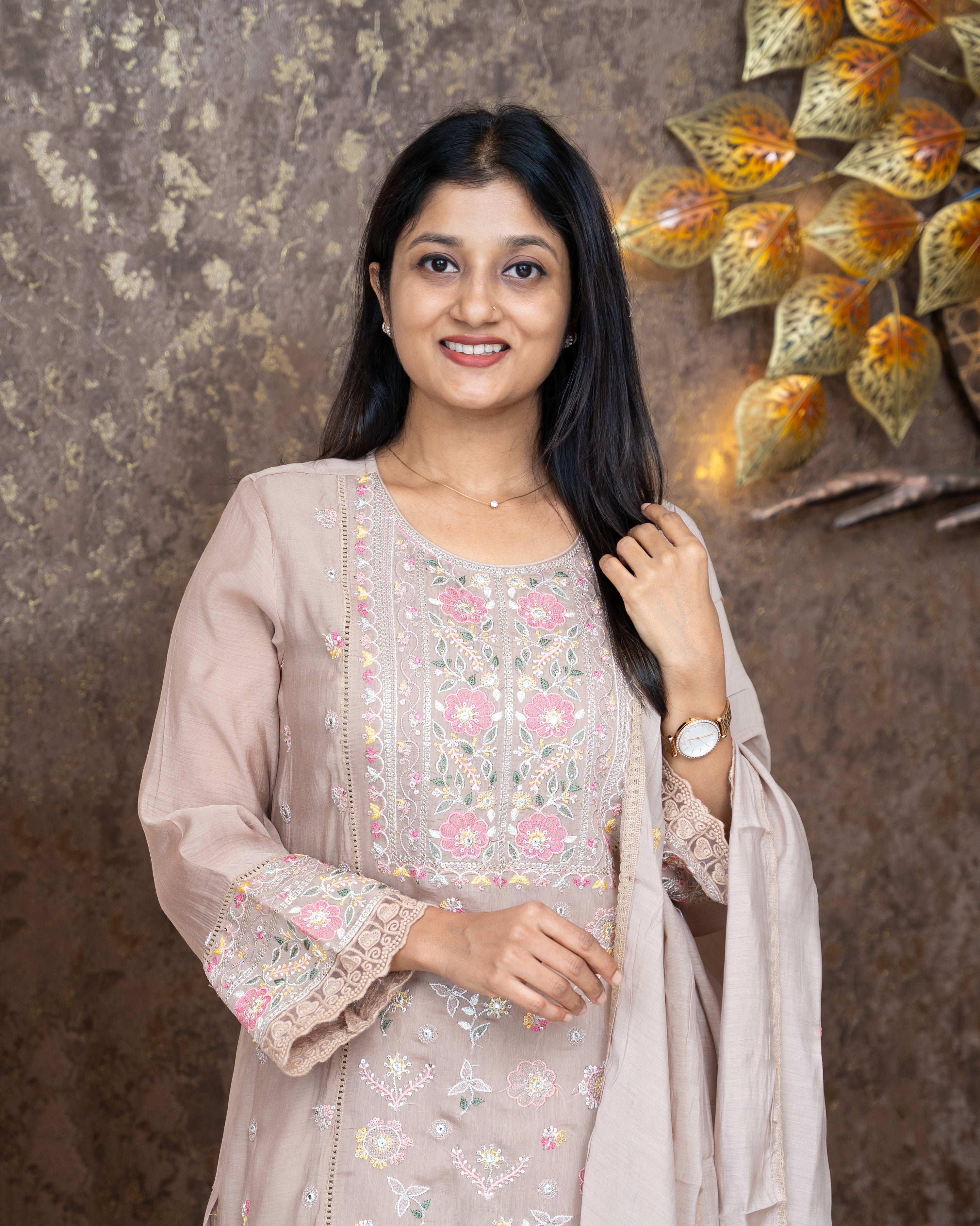 Load image into Gallery viewer, Mul Chanderi Suit-4829
