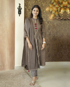 Pure Cotton A-line Kurti Set-00226