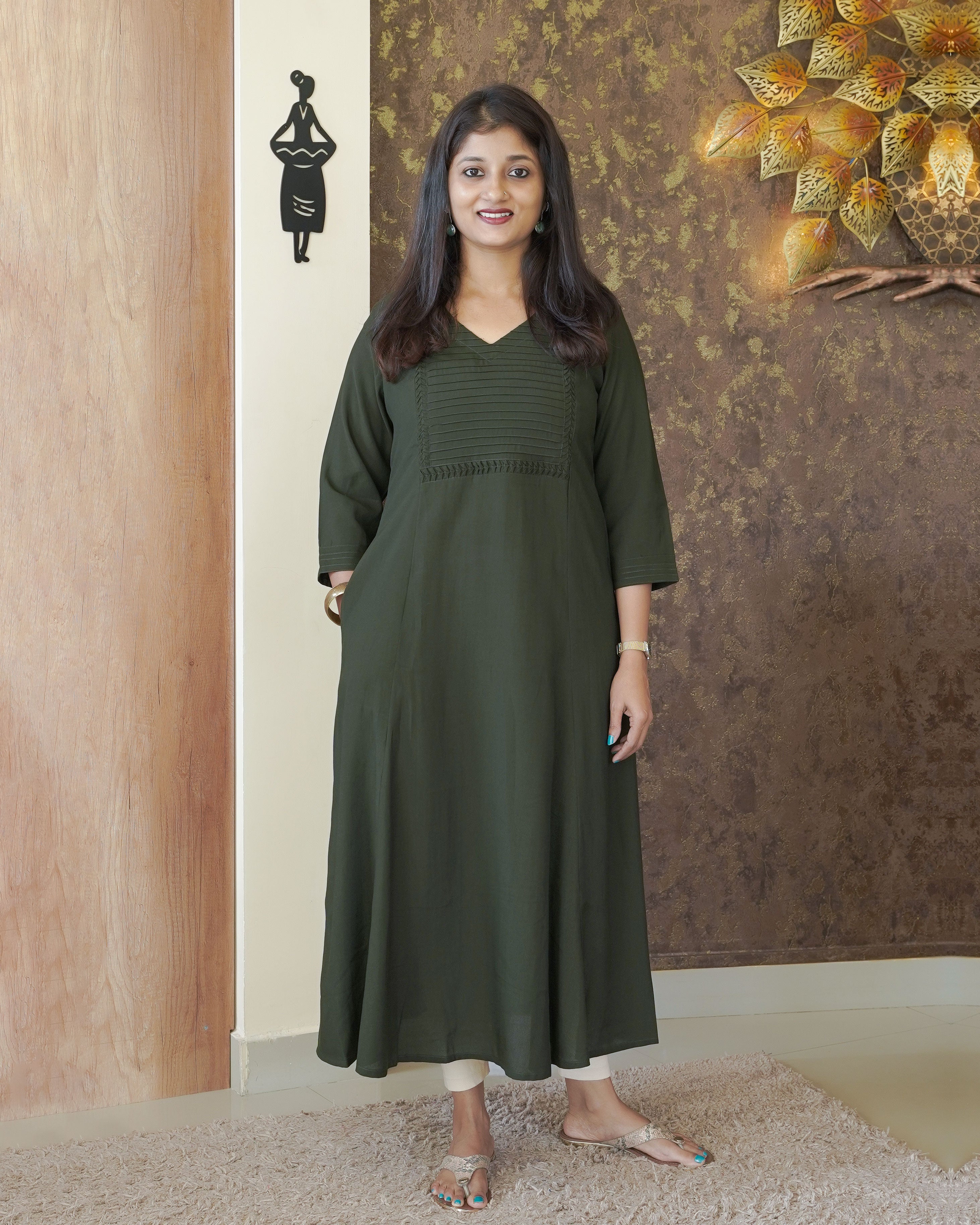 Load image into Gallery viewer, Cotton Silk A-line kurti-00285
