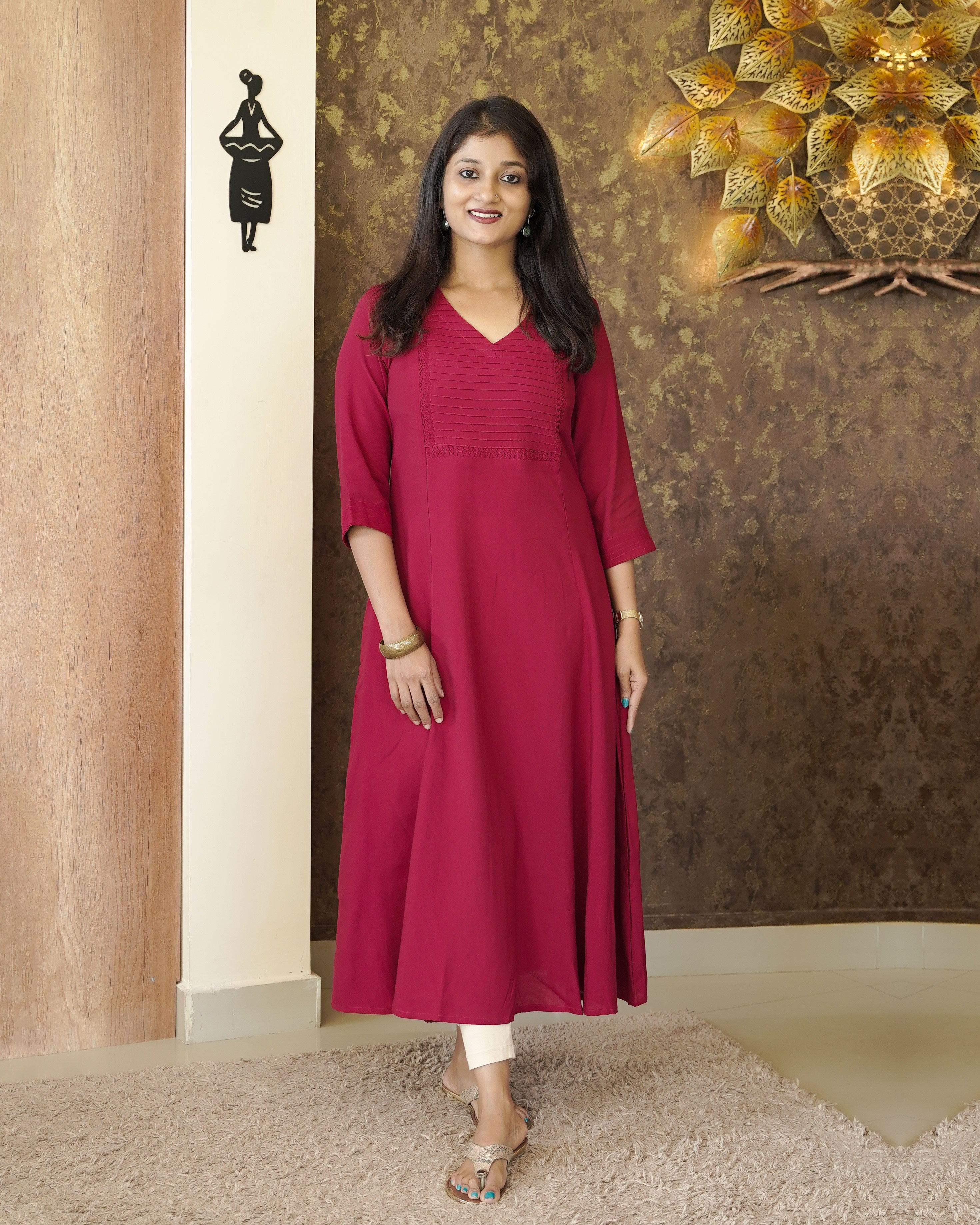 Load image into Gallery viewer, Cotton Silk A-line kurti-00285
