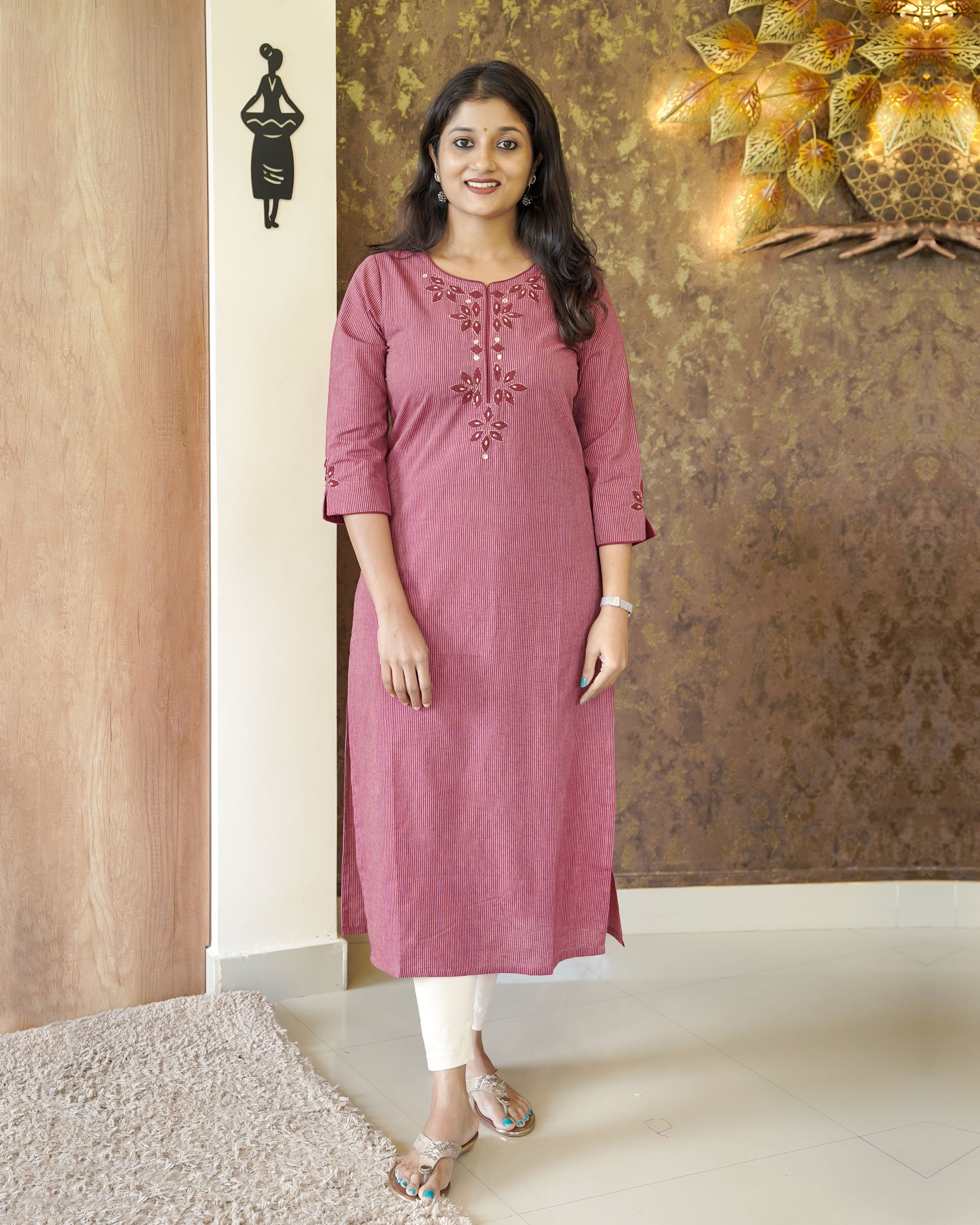 Load image into Gallery viewer, Pure Cotton Slitted Kurti -0336
