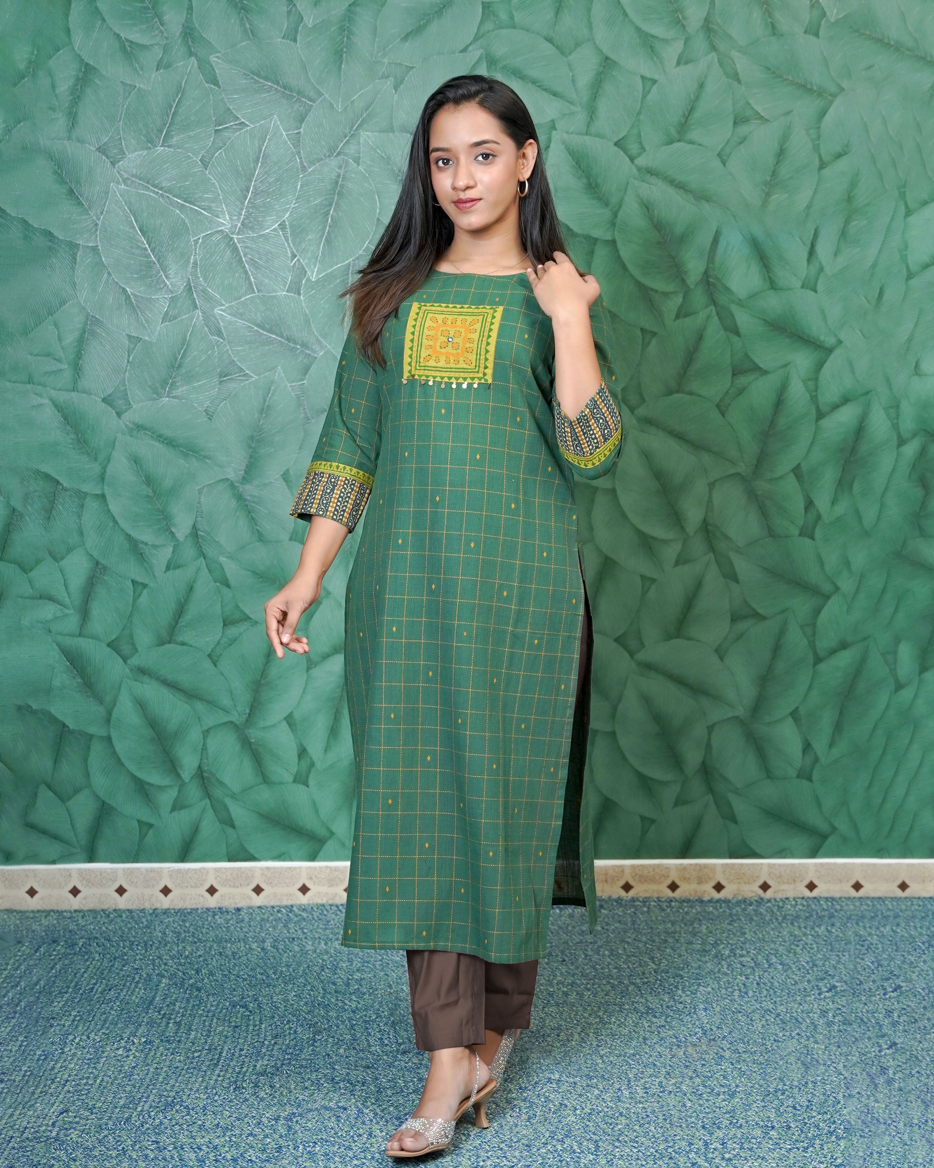 Load image into Gallery viewer, Pure Cotton Slitted Kurti - 0334
