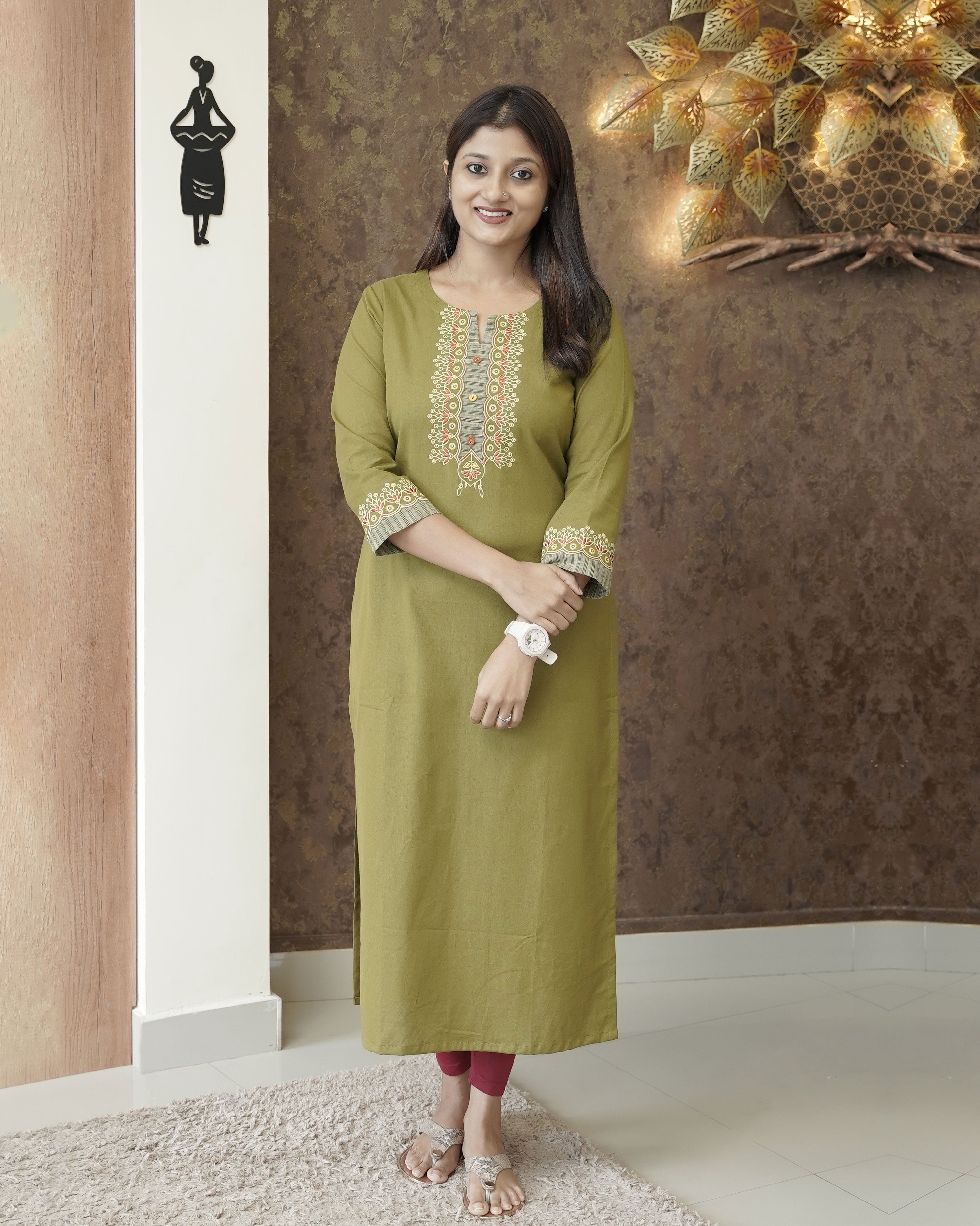 Load image into Gallery viewer, Pure Cotton Slitted Kurti-0469
