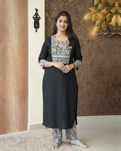 Pure Cotton Slitted Kurti Set-0453
