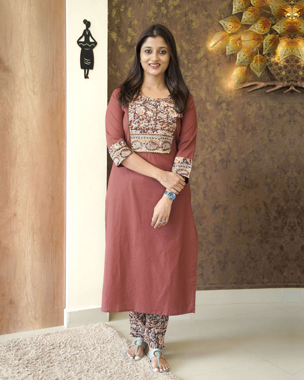Pure Cotton Slitted Kurti Set-0453