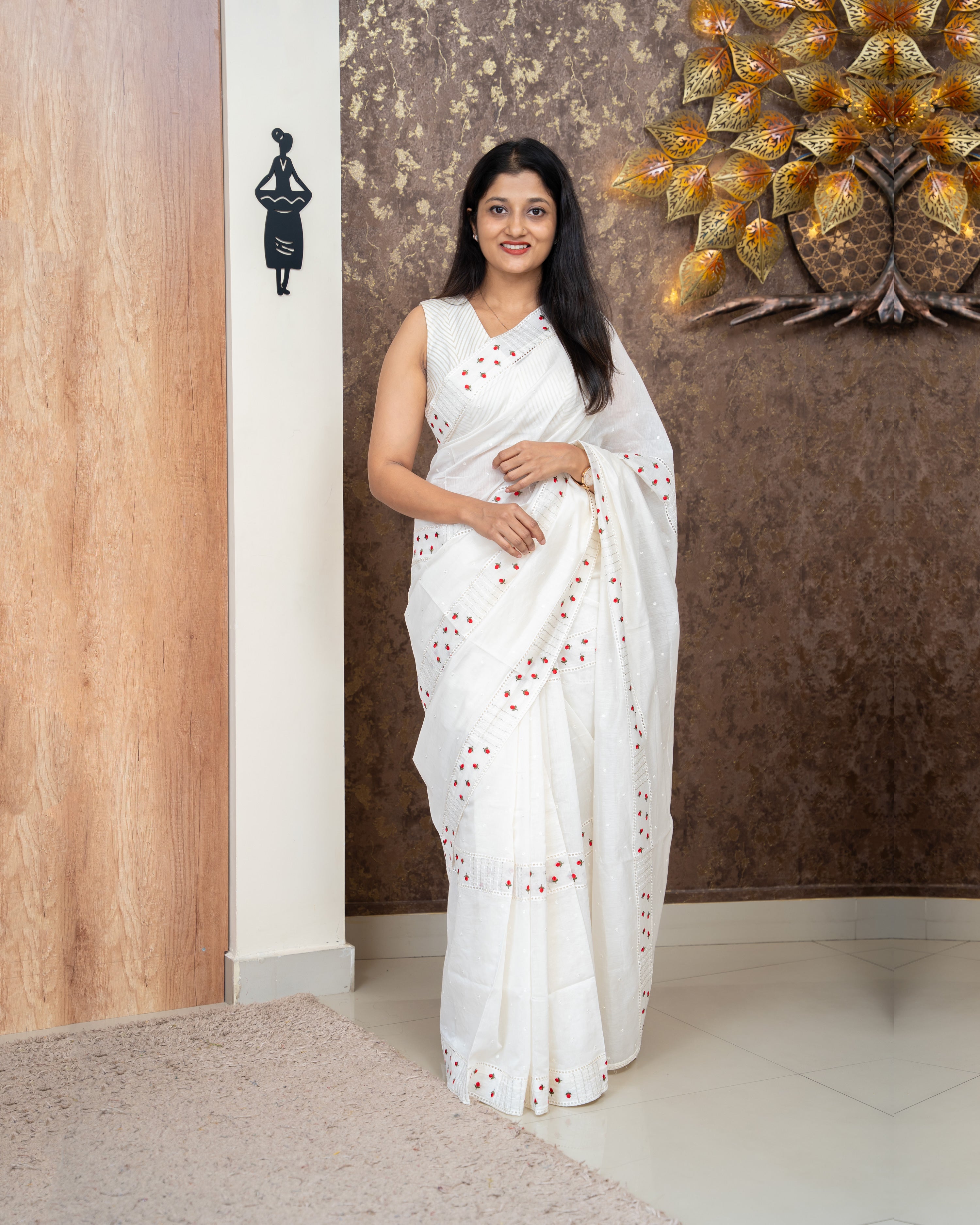 Load image into Gallery viewer, Mul Chanderi Saree-5305
