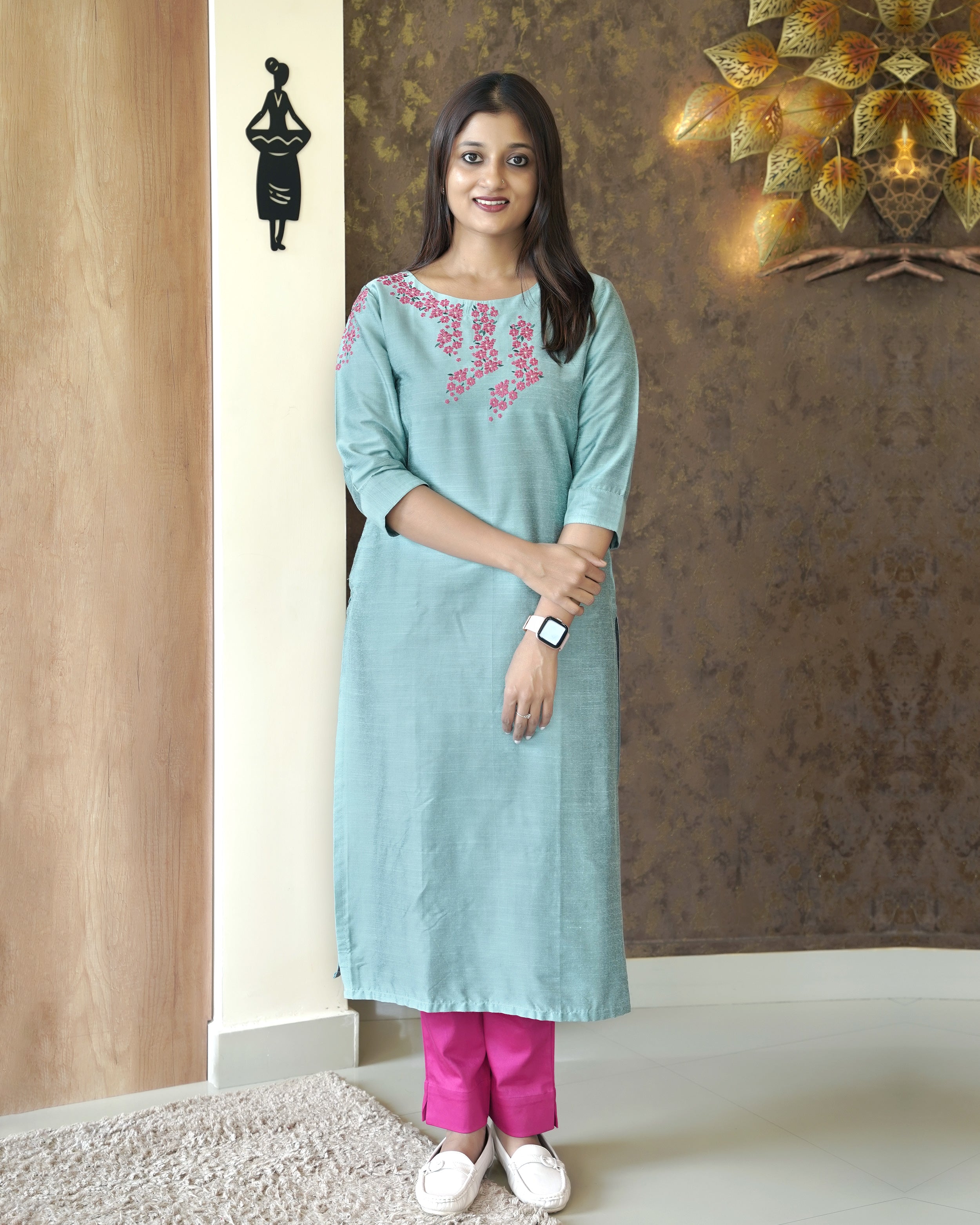 Load image into Gallery viewer, Raw Cotton Slitted Kurti- 0522
