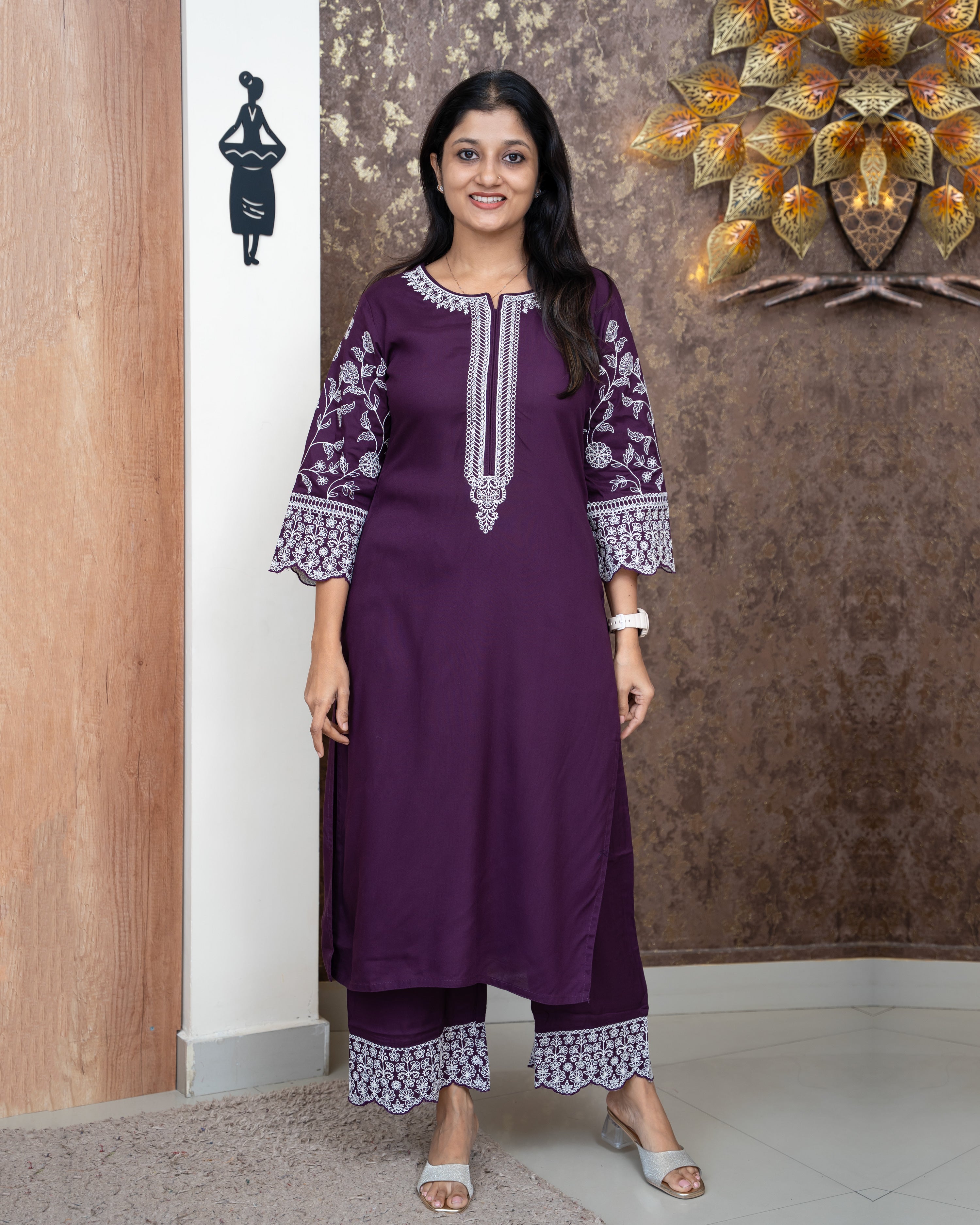 Load image into Gallery viewer, Rayon Cotton Co-Ord Set-5341
