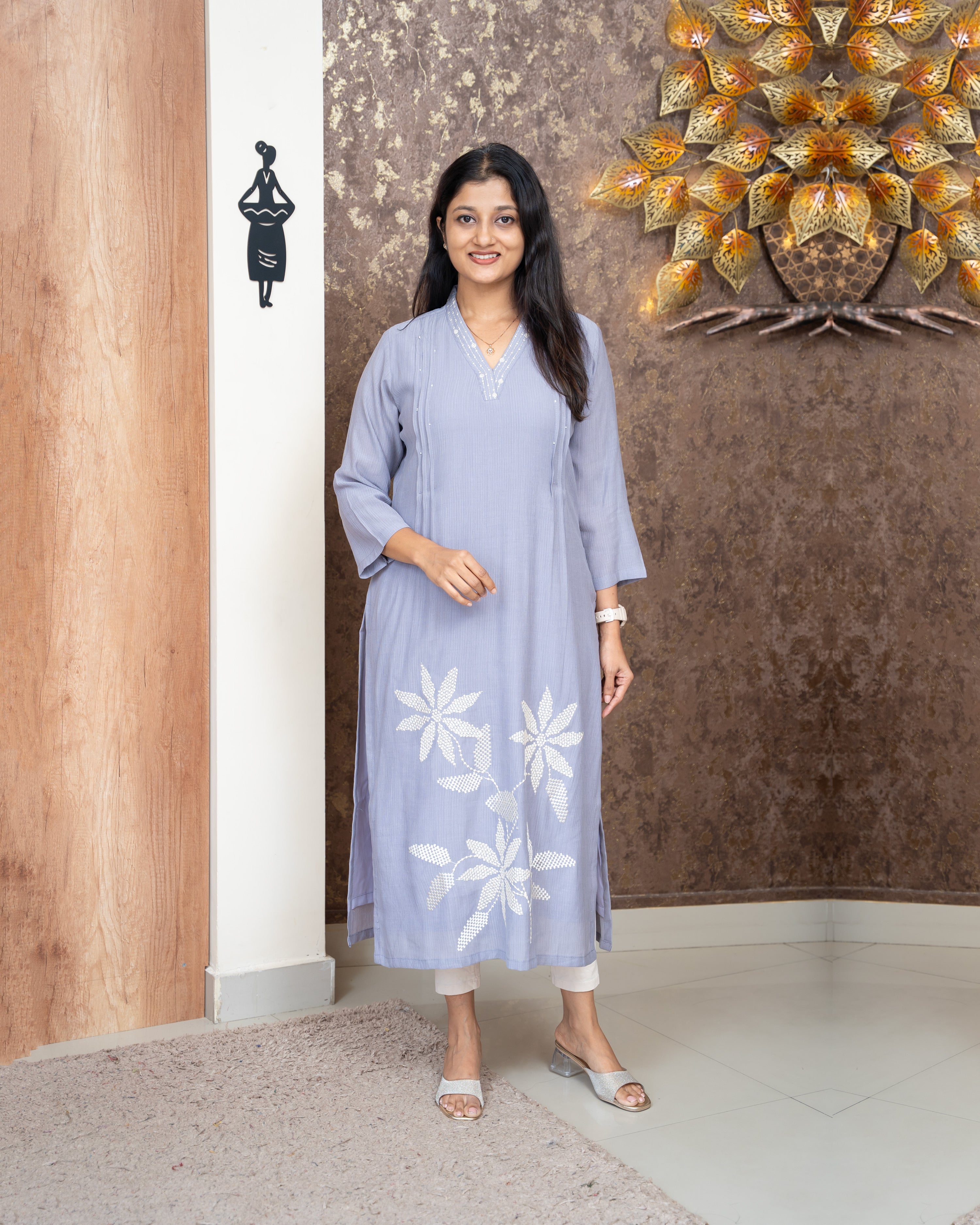 Load image into Gallery viewer, Crushed Mul Chanderi Kurti-5339
