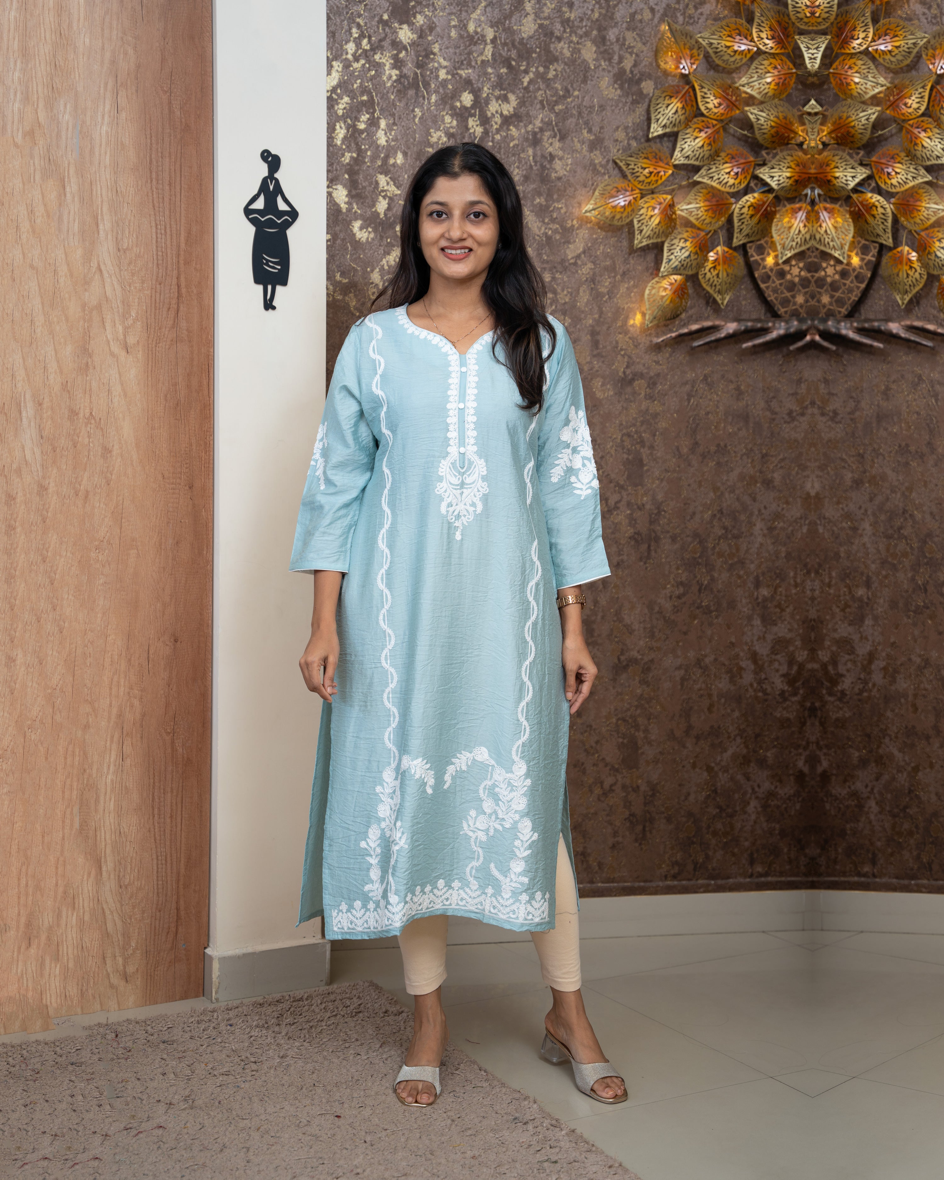 Load image into Gallery viewer, Crushed Semi Silk Kurti-5340

