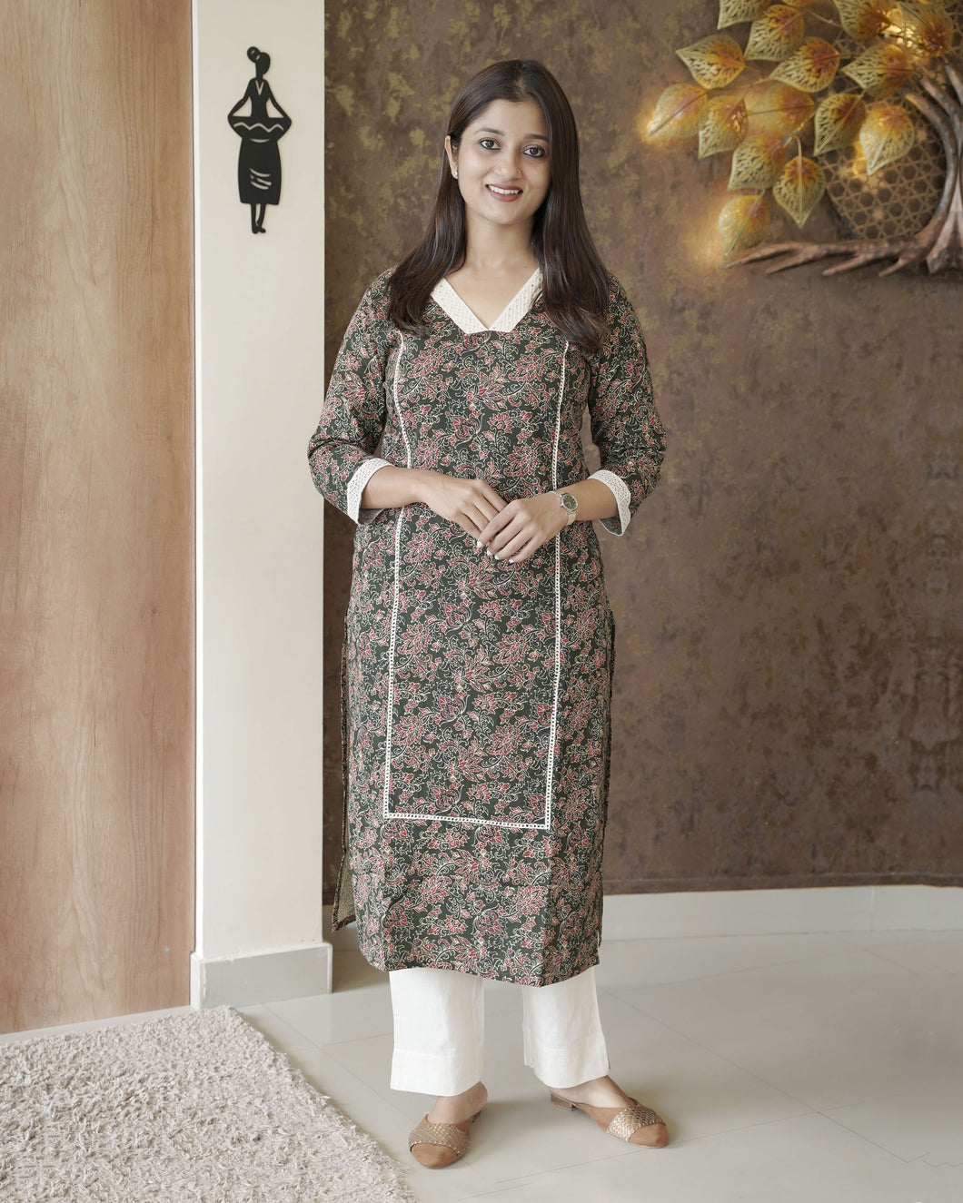 Pure Cotton Slitted Co-Ord Set-0658