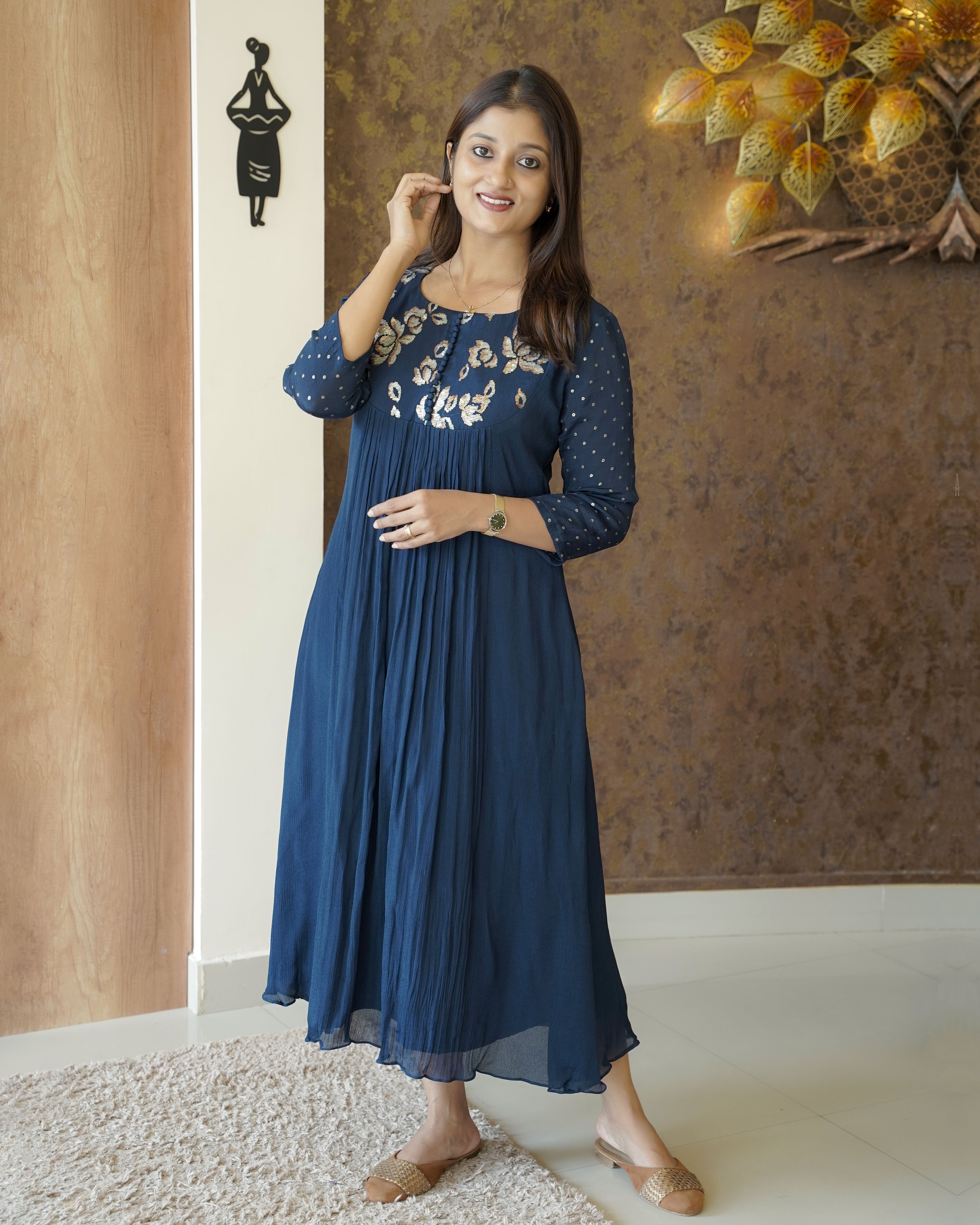 Load image into Gallery viewer, Chinnon Chiffon Designer Kurti( Pre-Order)-0741
